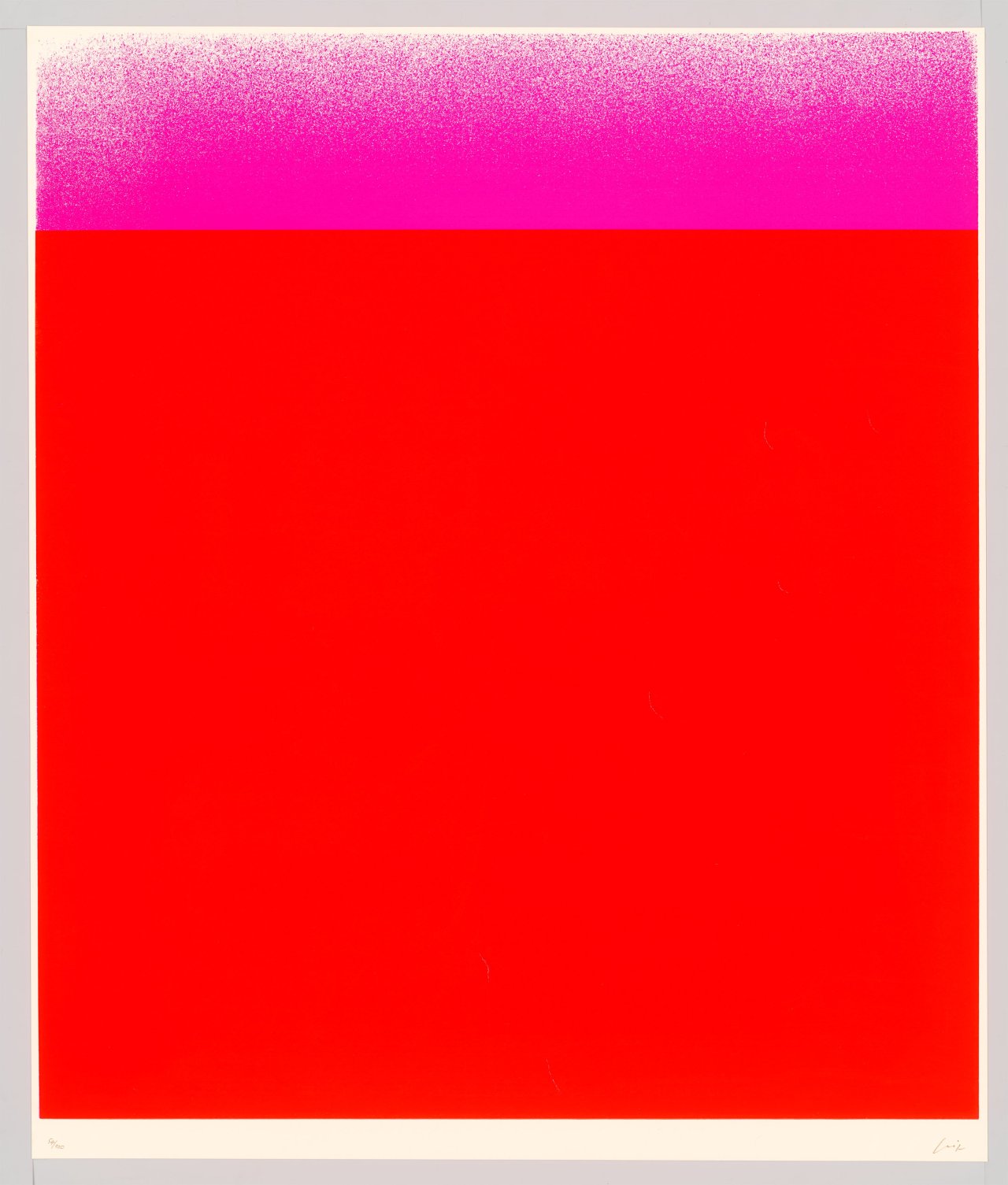 Auf diesem Bild ist das folgende Kunstwerk zu sehen: Rupprecht Geiger. „leuchtrotwarm-dunkel bis hell (Verlauf)“. 1967.