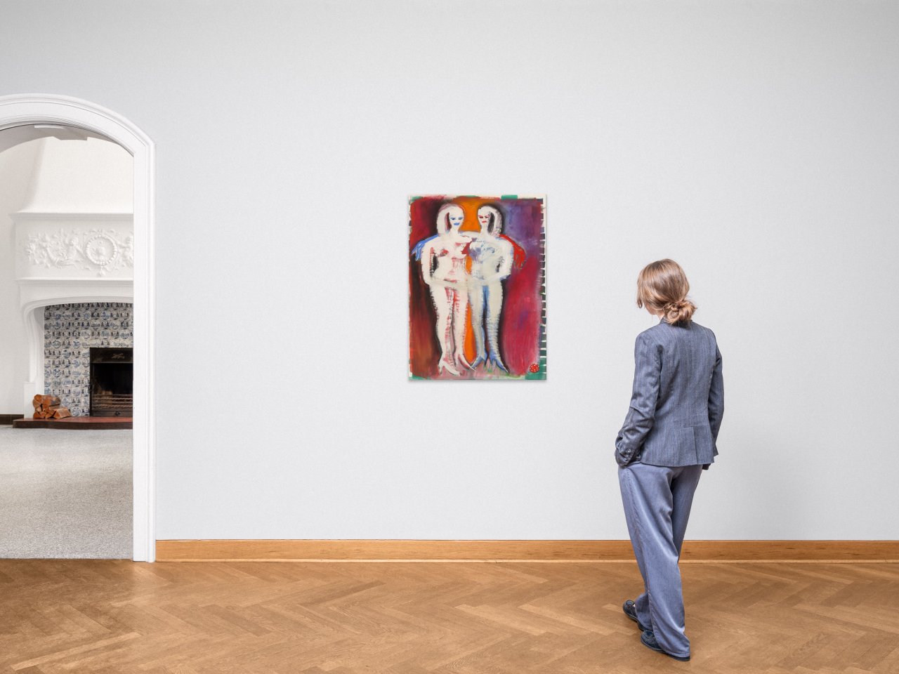 This picture shows the following artwork: Elvira Bach. Two embracing figures. 1990.