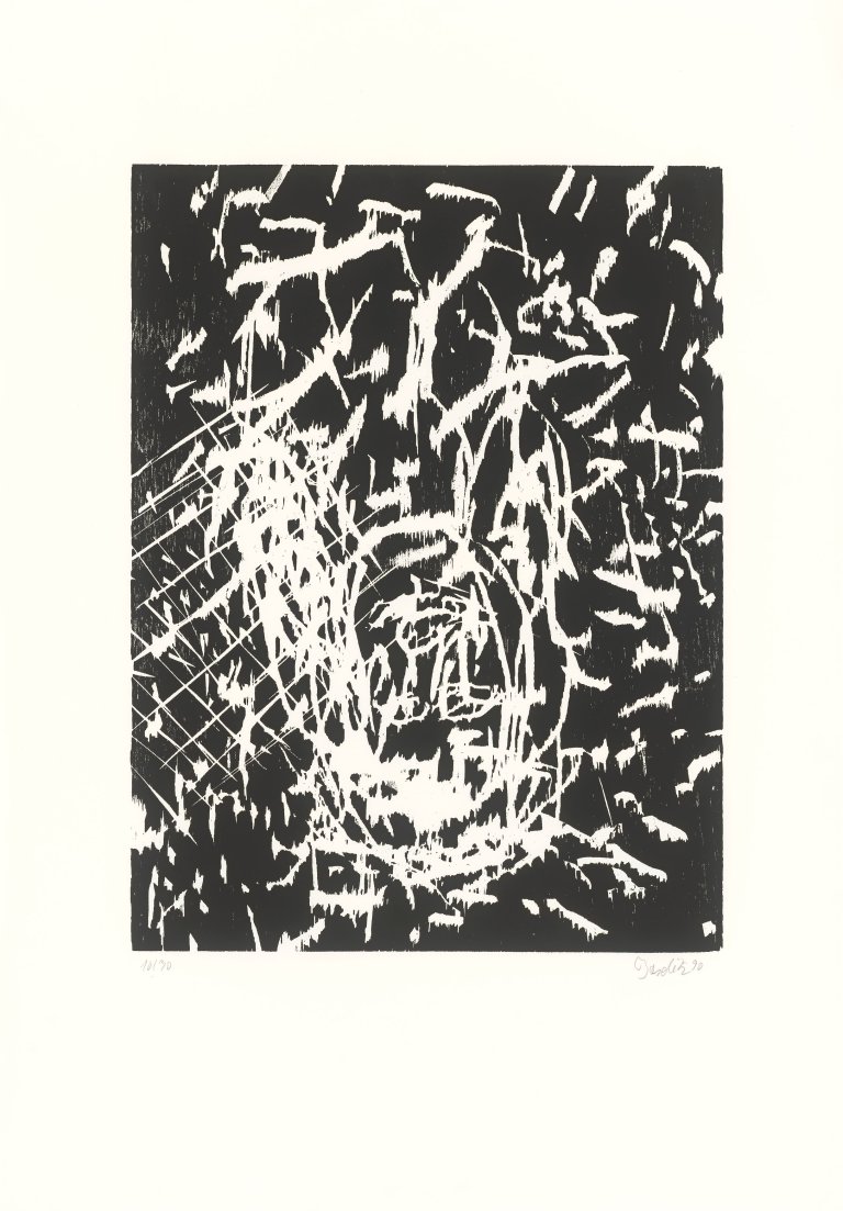Auf diesem Bild ist das folgende Kunstwerk zu sehen: Georg Baselitz. „Dresdner Frau IV“. 1989/90.