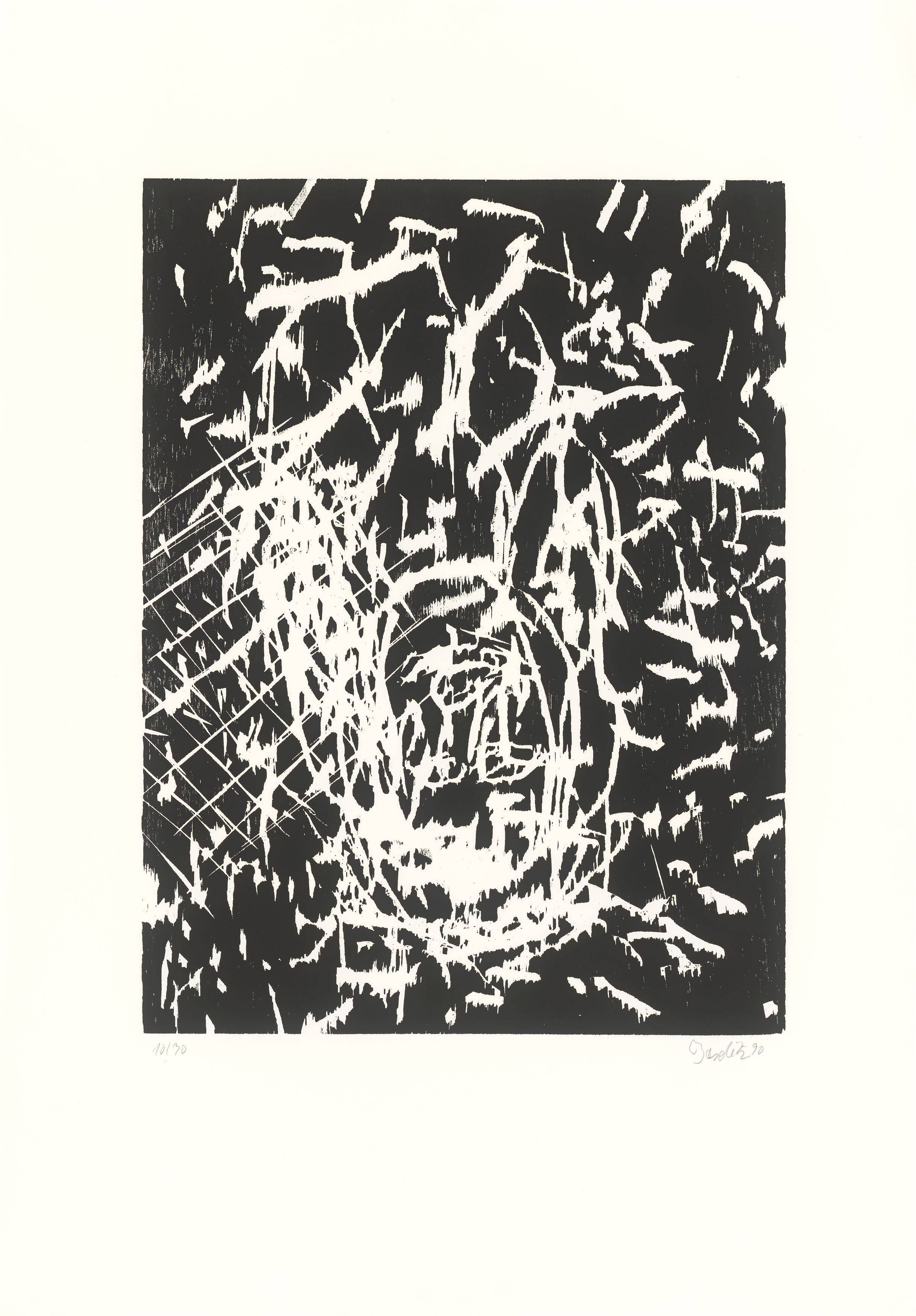 Auf diesem Bild ist das folgende Kunstwerk zu sehen: Georg Baselitz. „Dresdner Frau IV“. 1990.