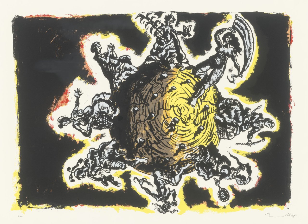 Auf diesem Bild ist das folgende Kunstwerk zu sehen: Jörg Immendorff. „Weltlauf“. 1998.