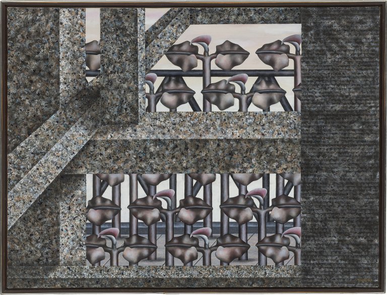 Auf diesem Bild ist das folgende Kunstwerk zu sehen: „Plantage mit Blüten“ („Architektur und Vegetation“). 1977.