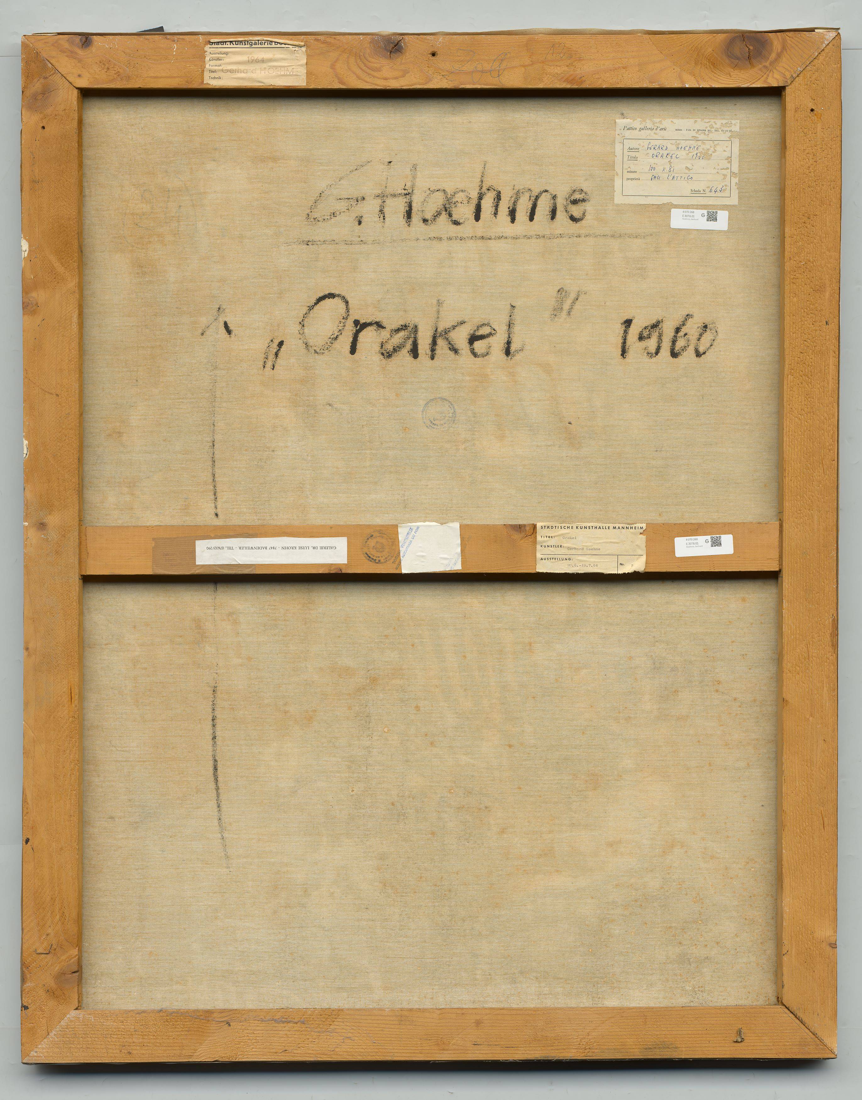 Auf diesem Bild ist das folgende Kunstwerk zu sehen: Gerhard Hoehme. „Orakel“. 1960.