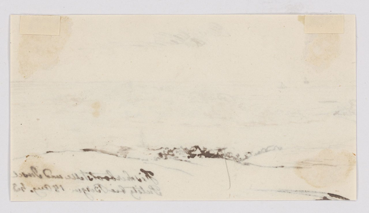 This picture shows the following artwork: Johan Christian Clausen Dahl. Two study drawings: Fishing boat mooring near Bergen / Fishing hut in Binz. 1843.
