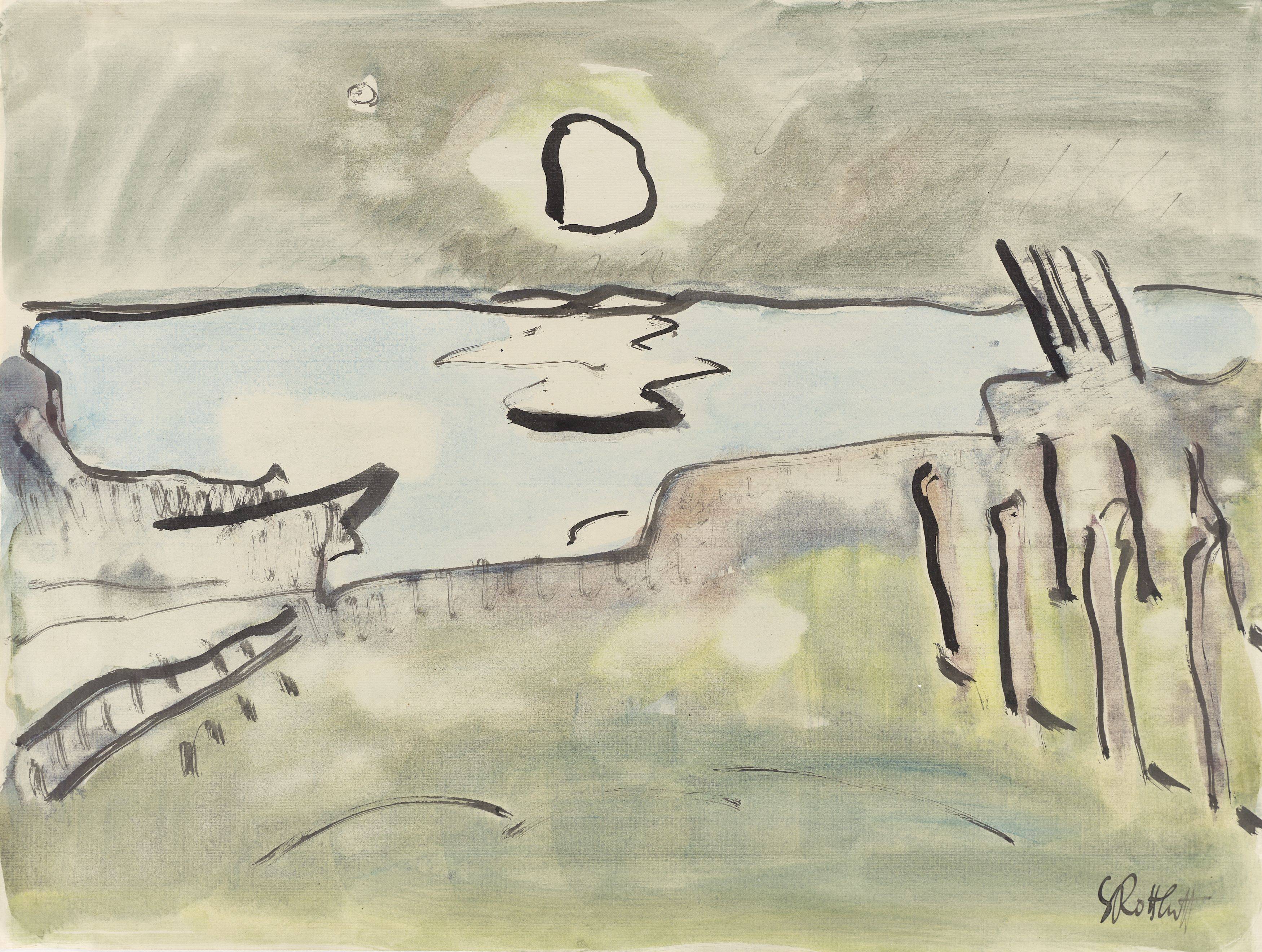 This picture shows the following artwork: Karl Schmidt-Rottluff. Baltic Sea Landscape. Presumably 1970s.