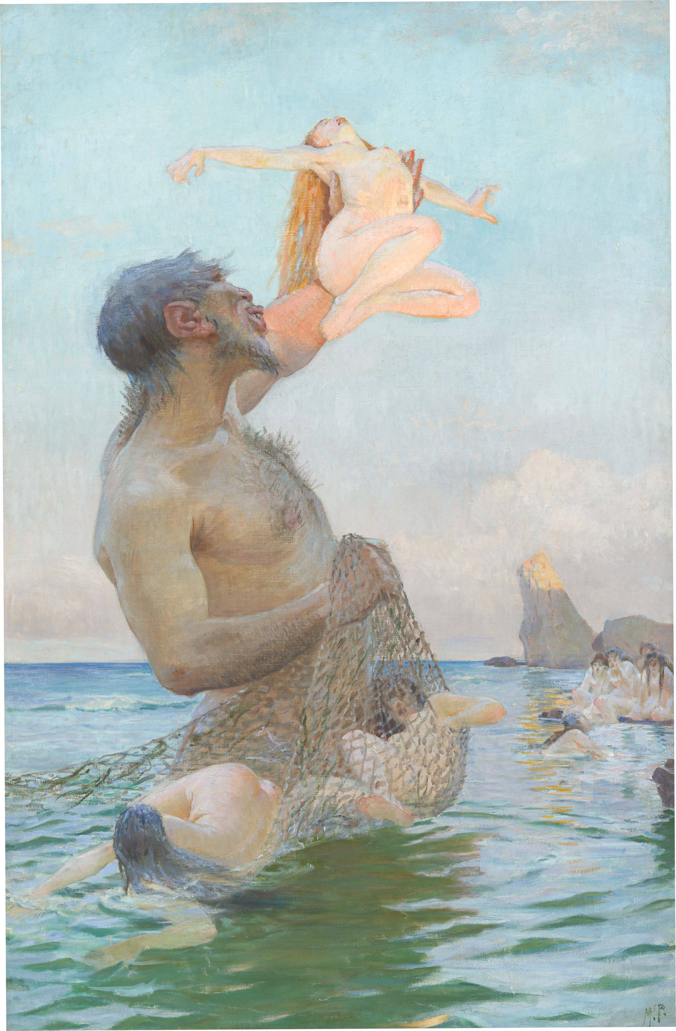 Auf diesem Bild ist das folgende Kunstwerk zu sehen: Max Pietschmann. Studie zu Fischzug des Polyphem. Um 1891.