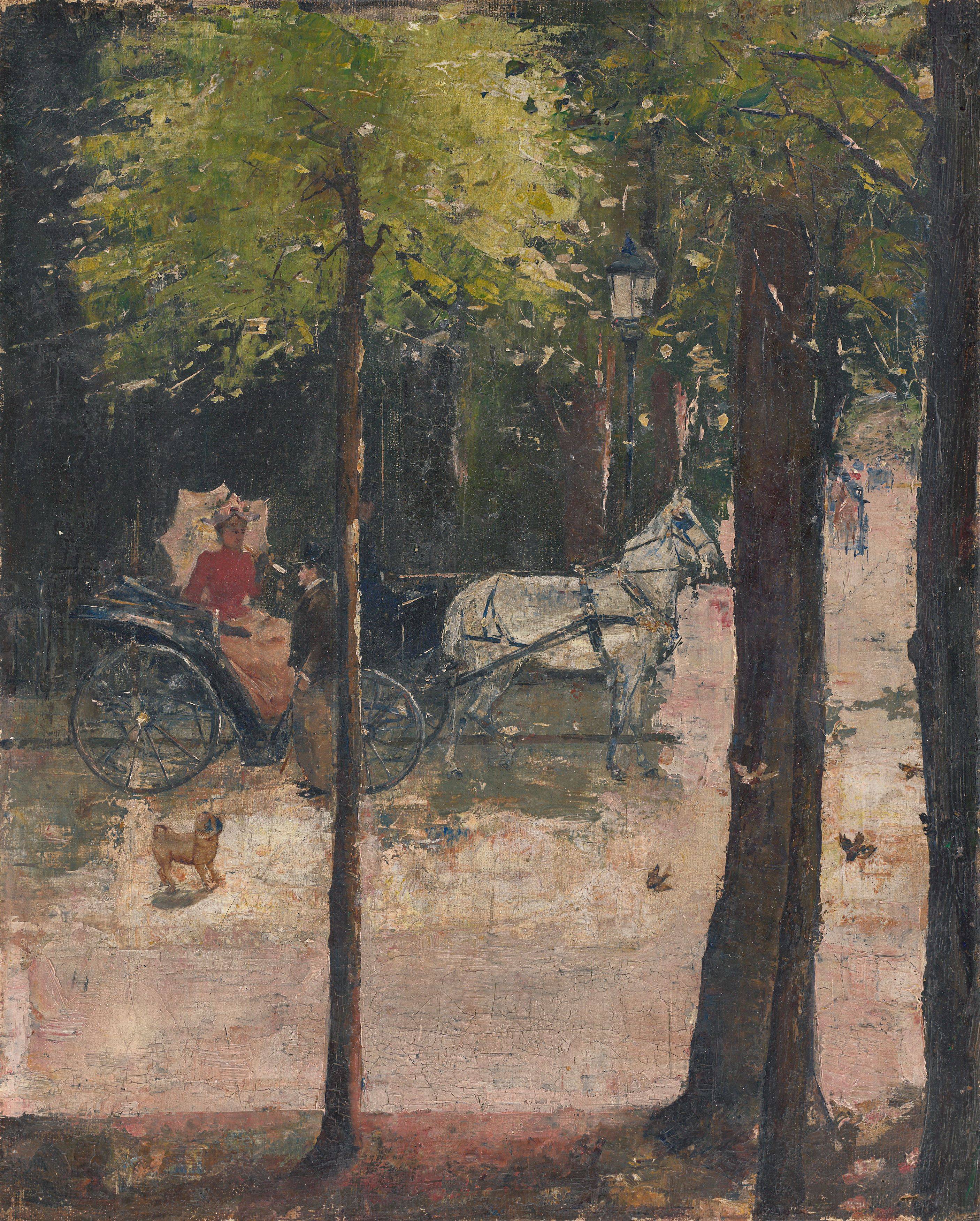 This picture shows the following artwork: Lesser Ury. ”Frühling im Tiergarten”. Circa 1890.