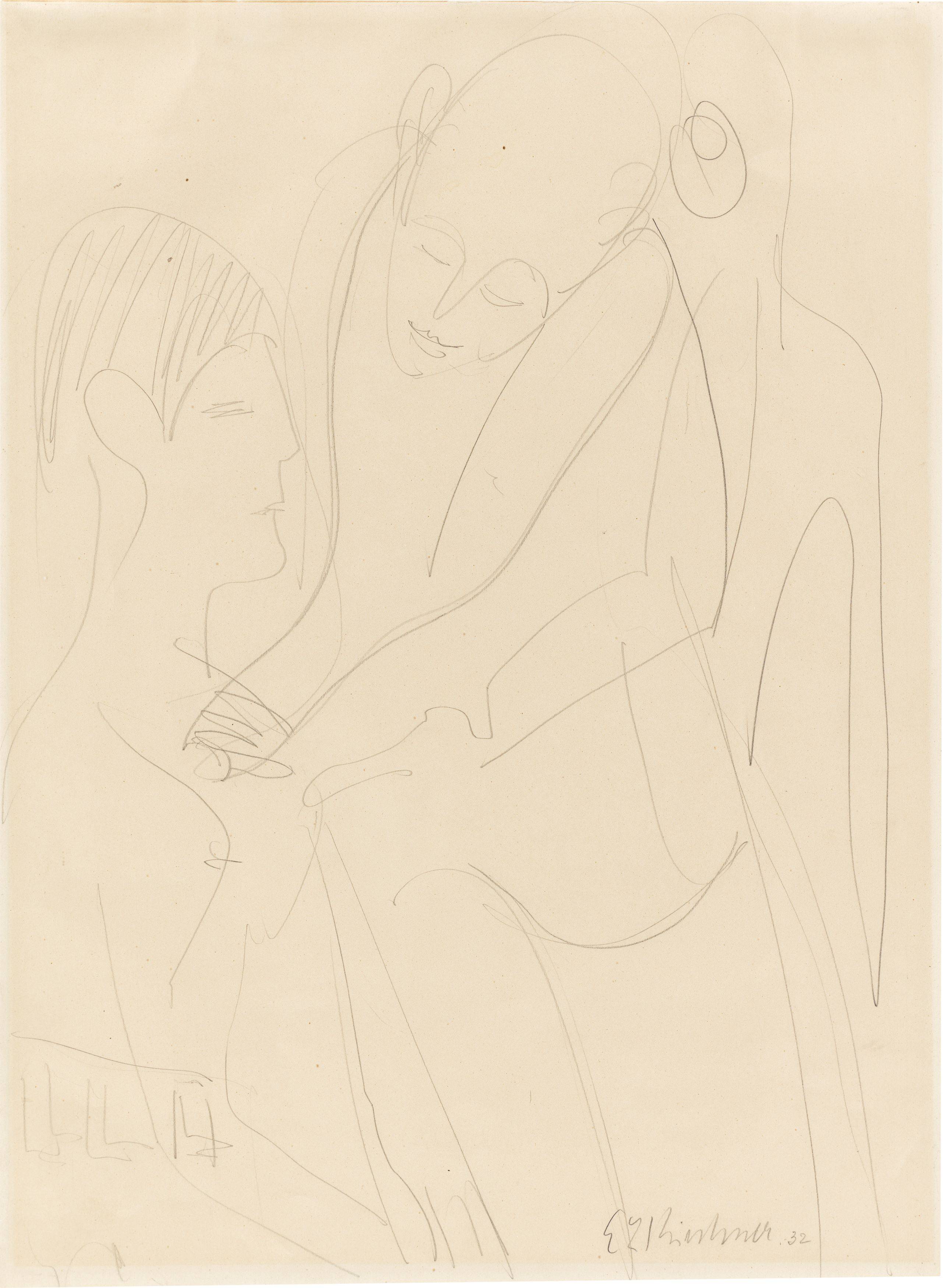 This picture shows the following artwork: Ernst Ludwig Kirchner. Doctor examining a woman (Dr. Bauer and Erna Kirchner?). 1932.