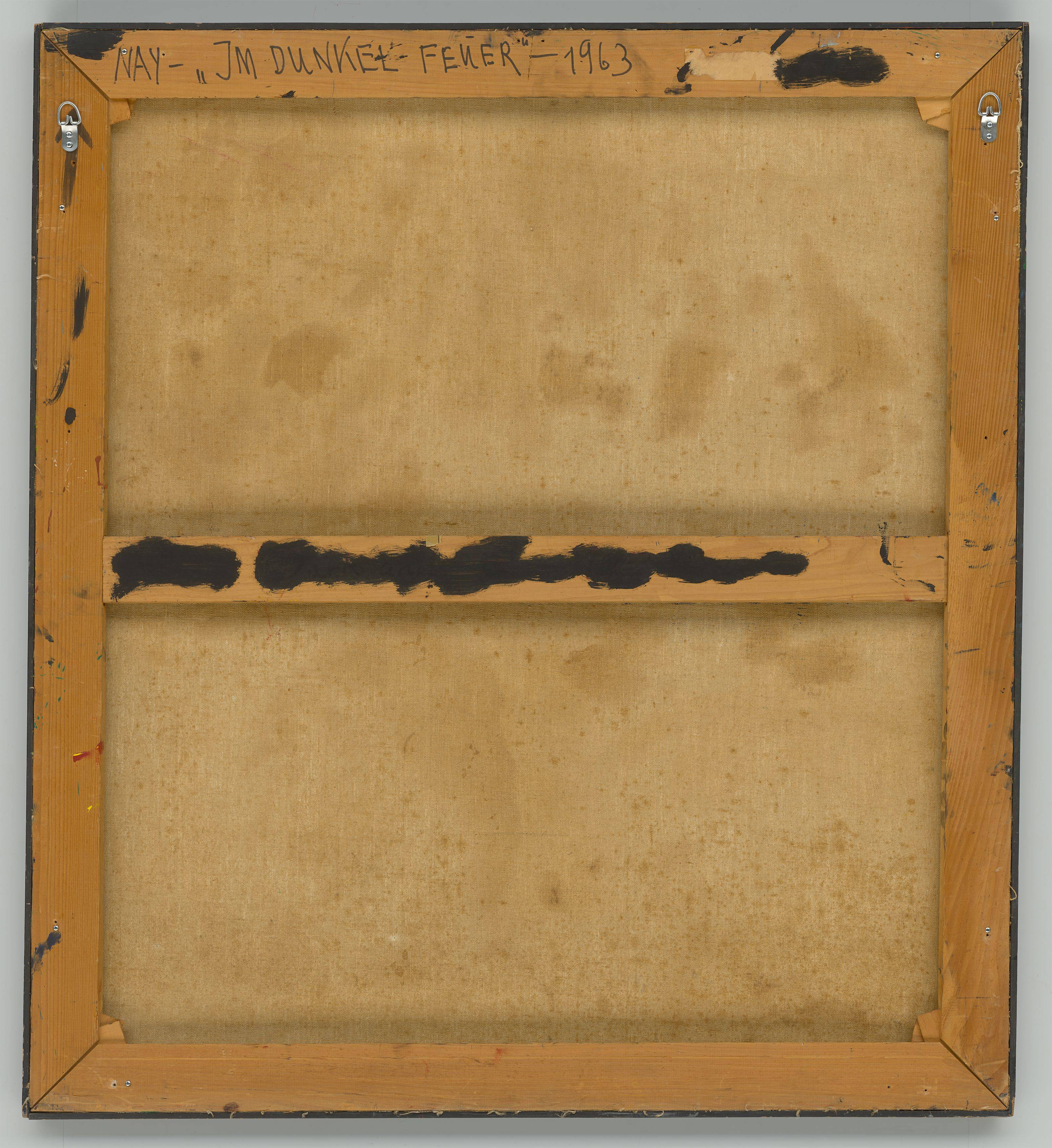 Auf diesem Bild ist das folgende Kunstwerk zu sehen: Ernst Wilhelm Nay. „Im Dunkel – Feuer“. 1963.