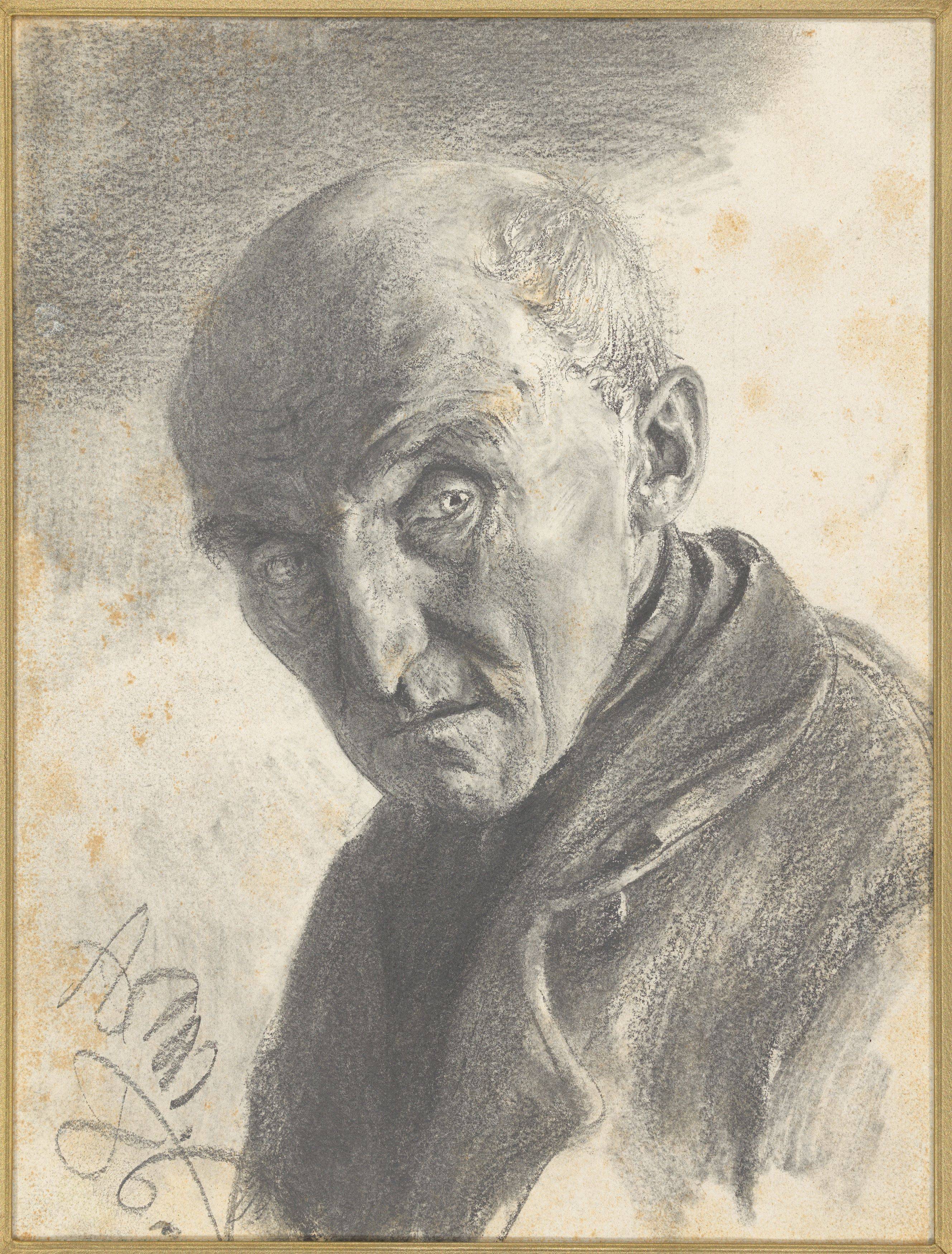 This picture shows the following artwork: Adolph Menzel. Head of an Old Man. 1886.
