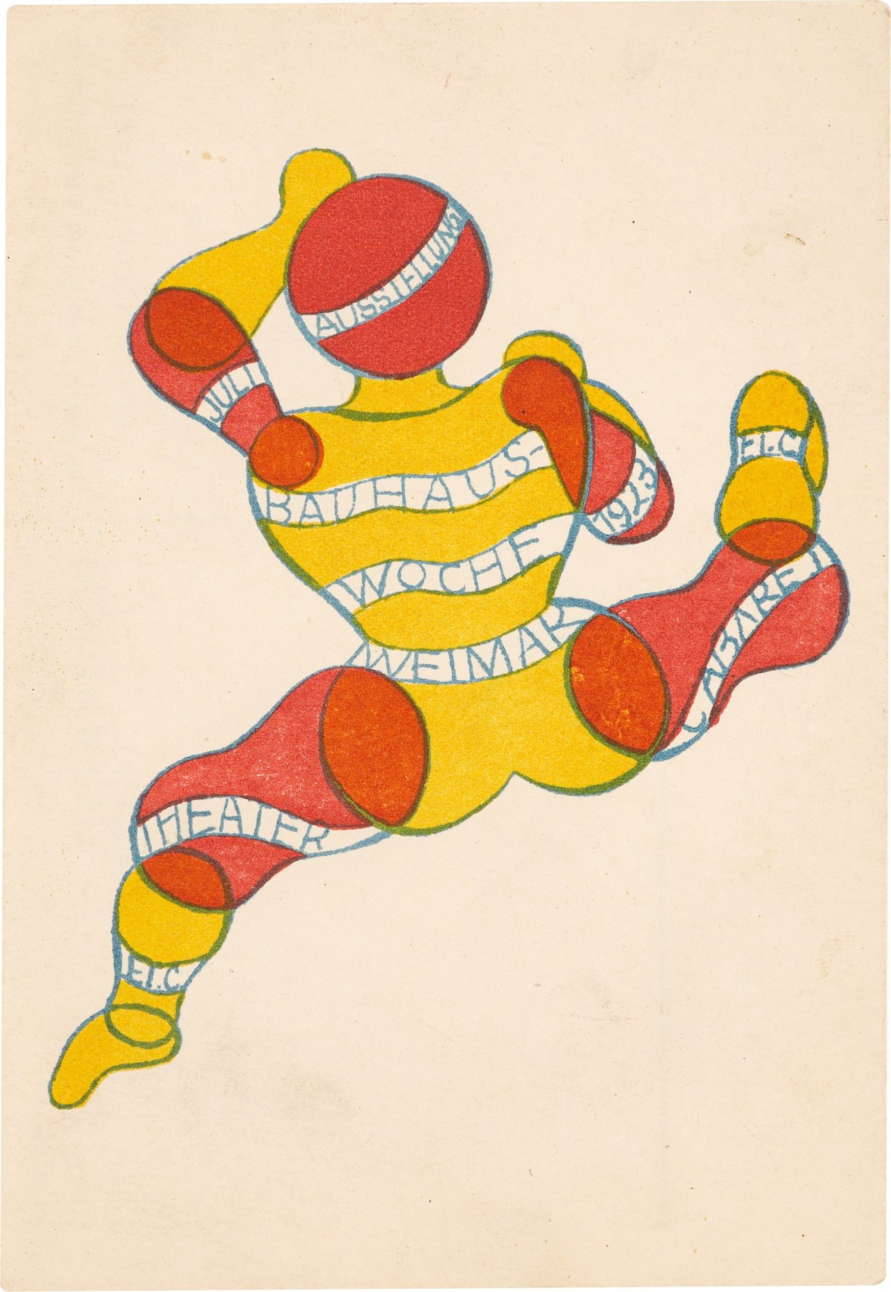 This picture shows the following artwork: Georg Teltscher. ”Juli Ausstellung 1923 Bauhaus-Woche Weimar Theater Etc Cabaret Etc”. 1923.