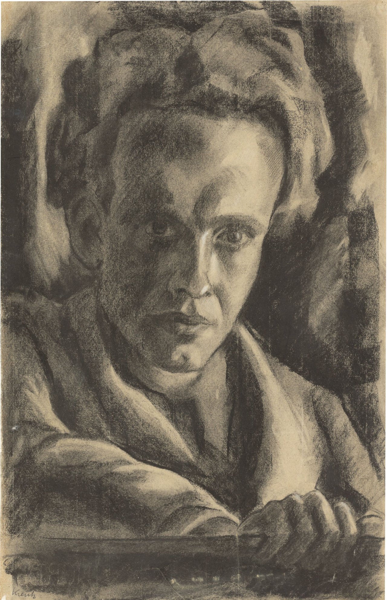 This picture shows the following artwork: Heinz Kreutz. Self-portrait. 1945/46.