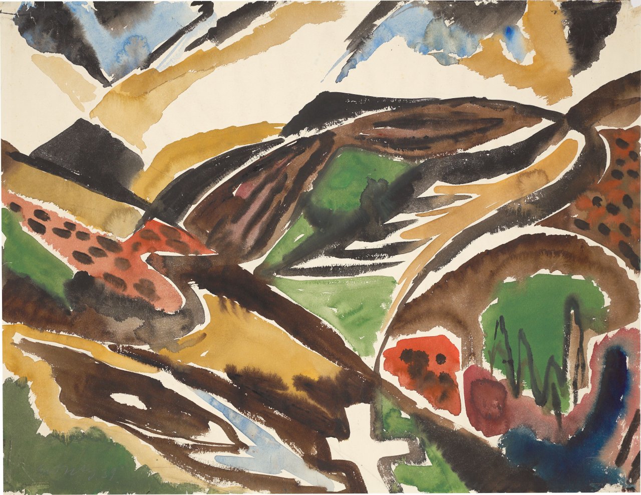 This picture shows the following artwork: Ernst Wilhelm Nay. ”Taunuslandschaft”. 1939.