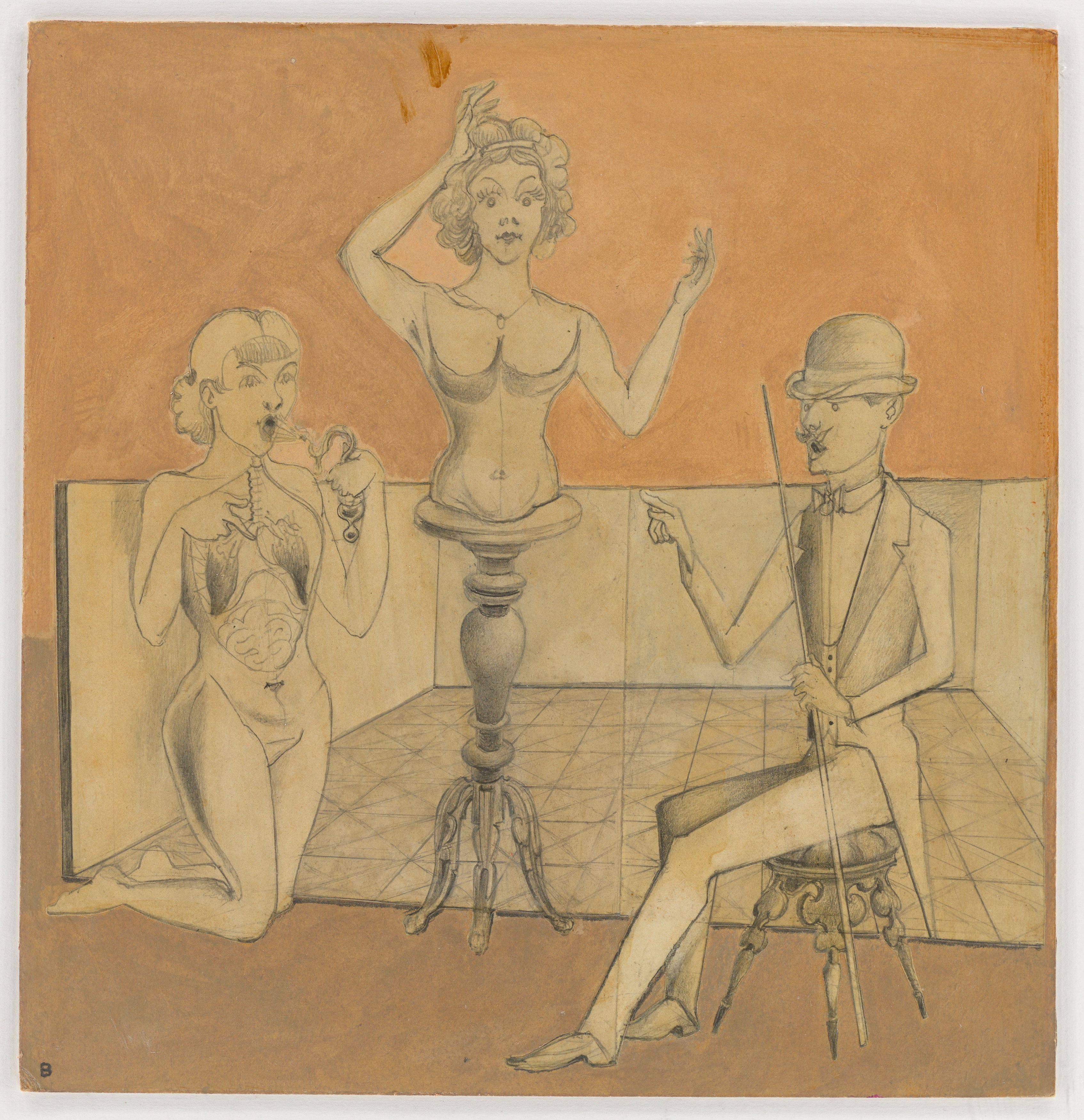 This picture shows the following artwork: Gottfried Brockmann. ”Jahrmarktsbilder. Frau ohne Unterleib”. 1929.