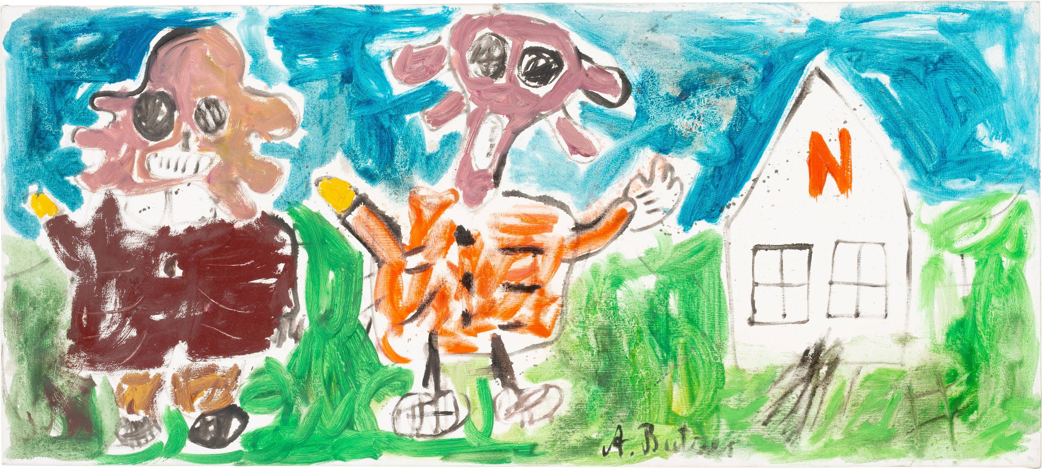 This picture shows the following artwork: André Butzer. Untitled (mit N-Haus). 2007.