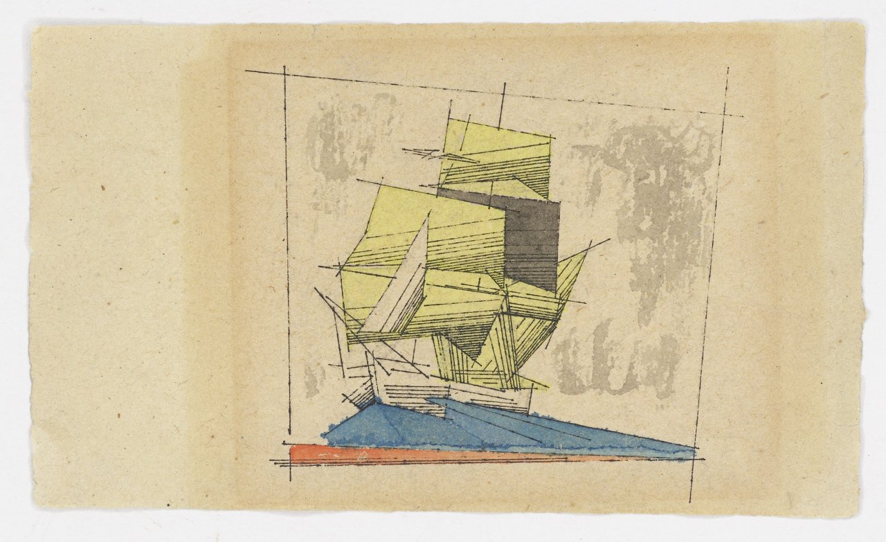Auf diesem Bild ist das folgende Kunstwerk zu sehen: Lyonel Feininger. Segelschiff. 1942.