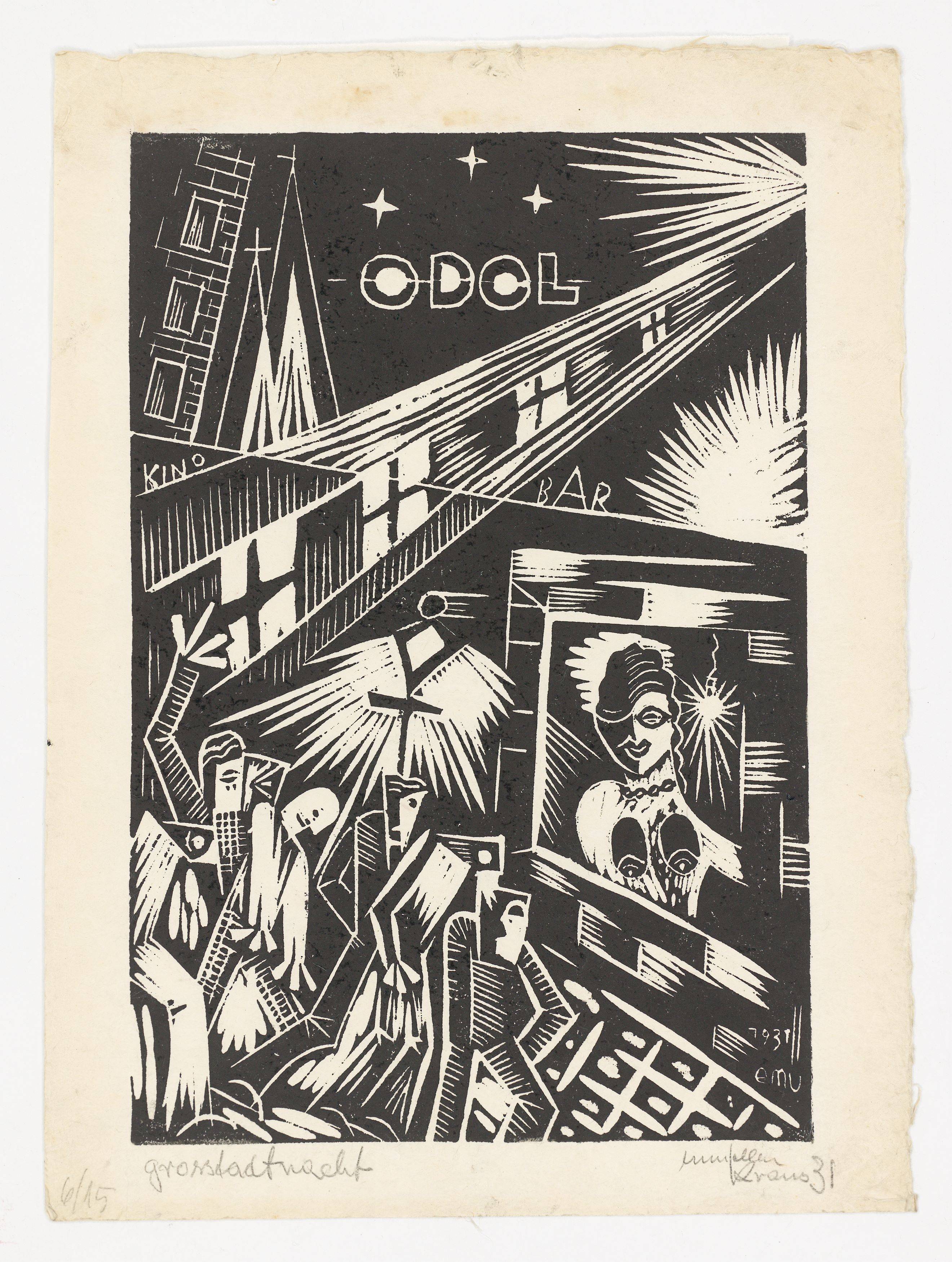 Auf diesem Bild ist das folgende Kunstwerk zu sehen: Erich Müller-Kraus. „Großstadtnacht“. 1931.