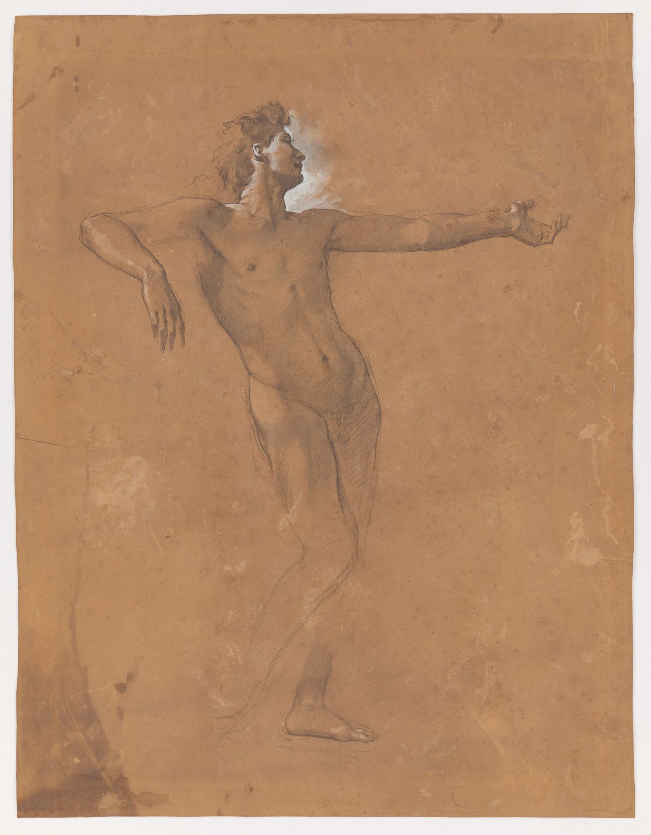 This picture shows the following artwork: Anselm Feuerbach. Nude study for Alcibiades (”Das Gastmahl des Plato”). Presumably circa 1866/67.