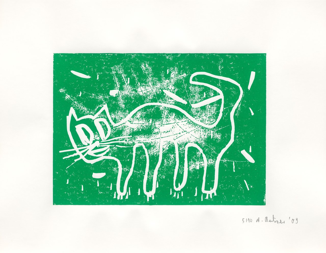 This picture shows the following artwork: André Butzer. Untitled (cats). 2009.