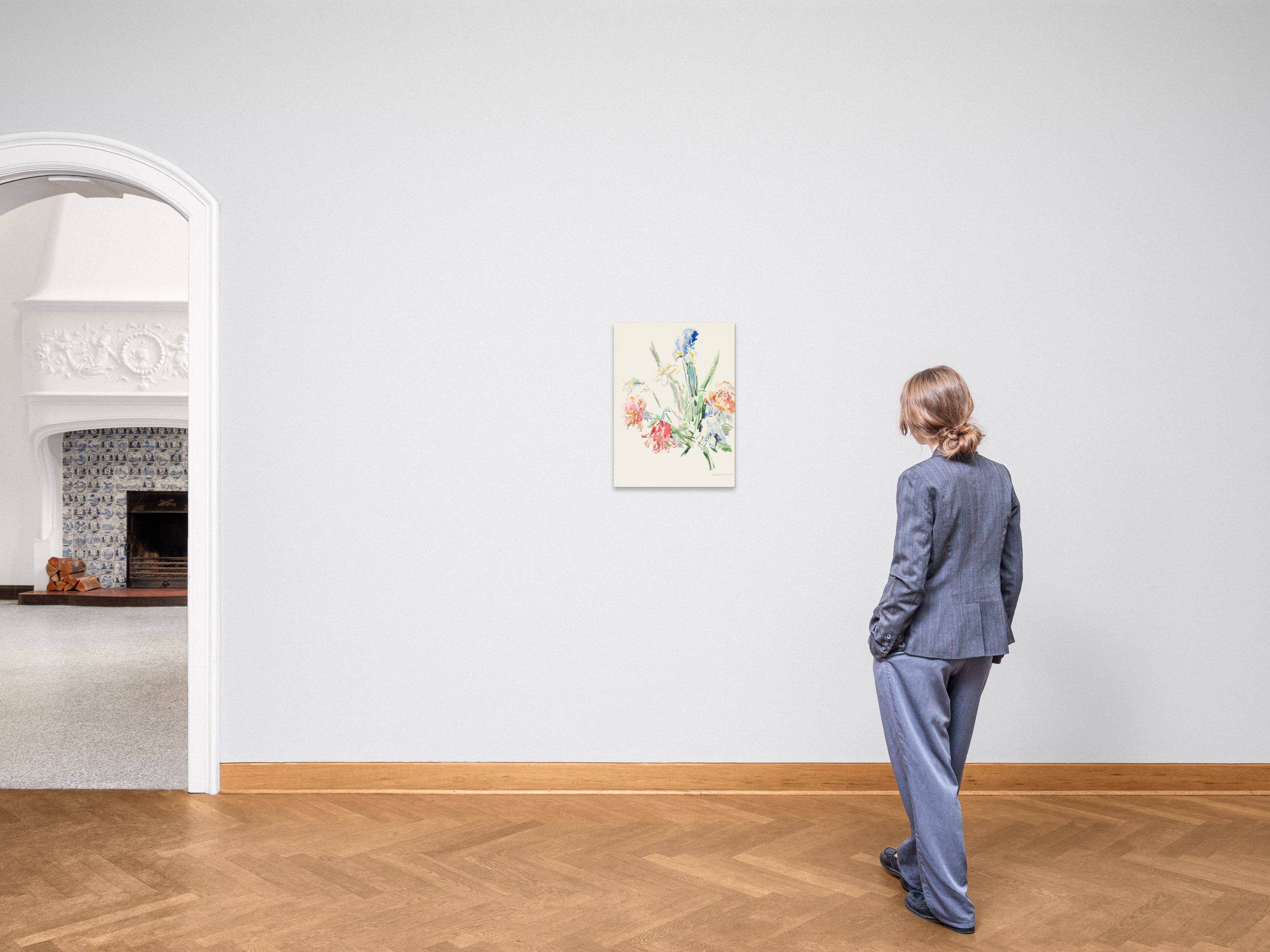 This picture shows the following artwork: Oskar Kokoschka. Iris, tulips, daffodils and roses. 1968.