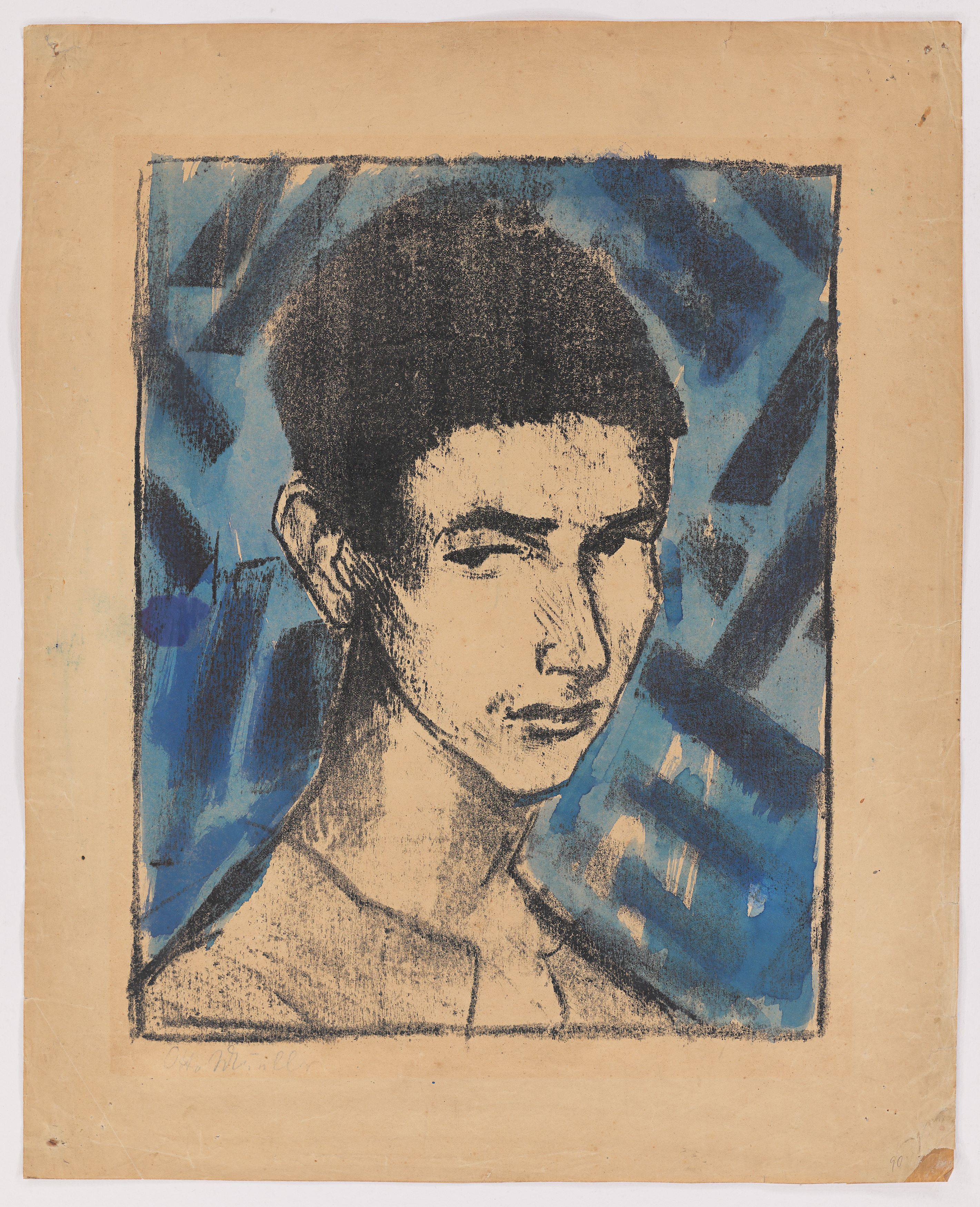 This picture shows the following artwork: Otto Mueller. ”Bildnis Eugen (Knabenkopf 1919)”. 1919.