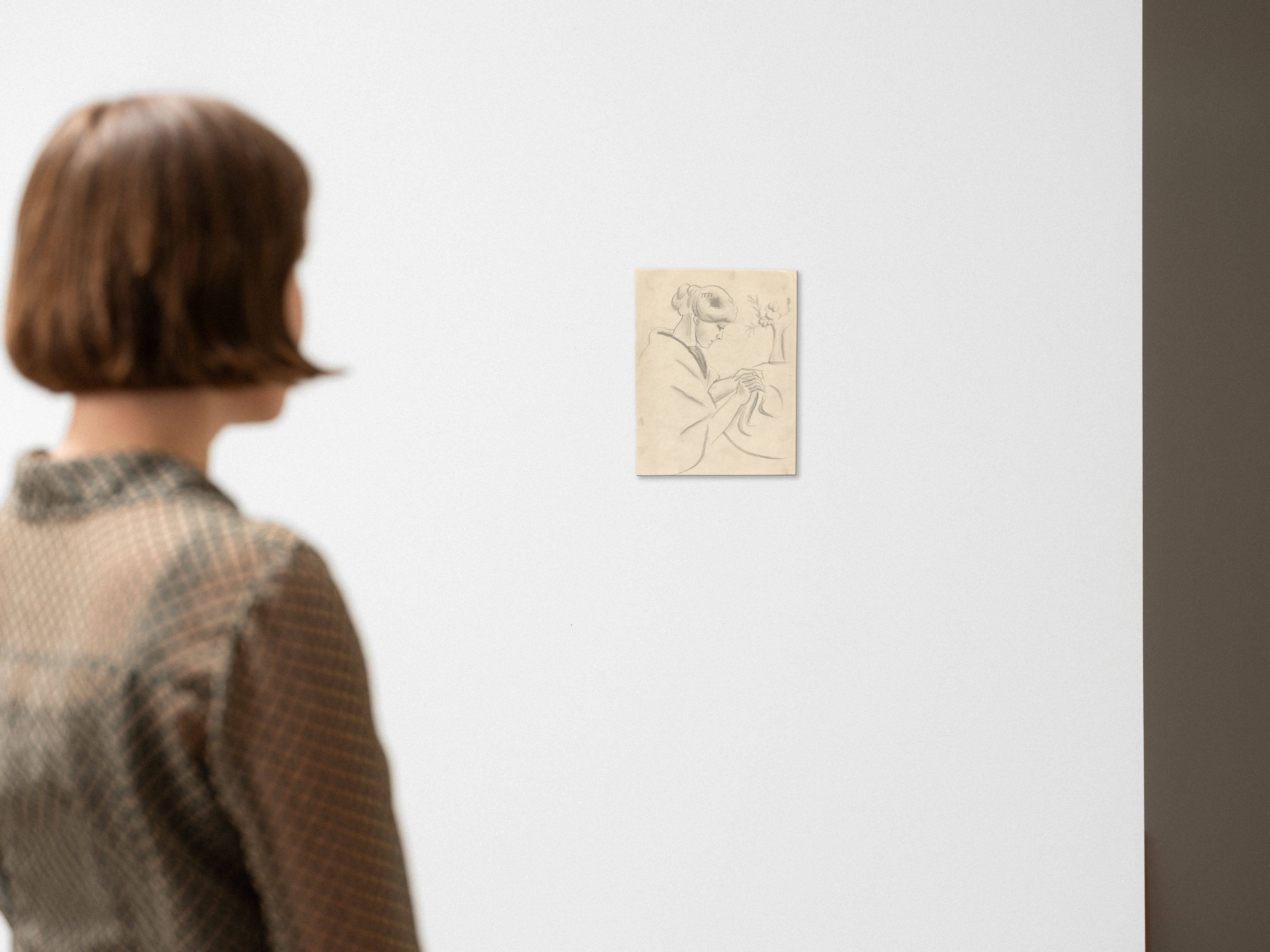 This picture shows the following artwork: August Macke. ”Nähende Frau II” (Elisabeth Macke). 1910.