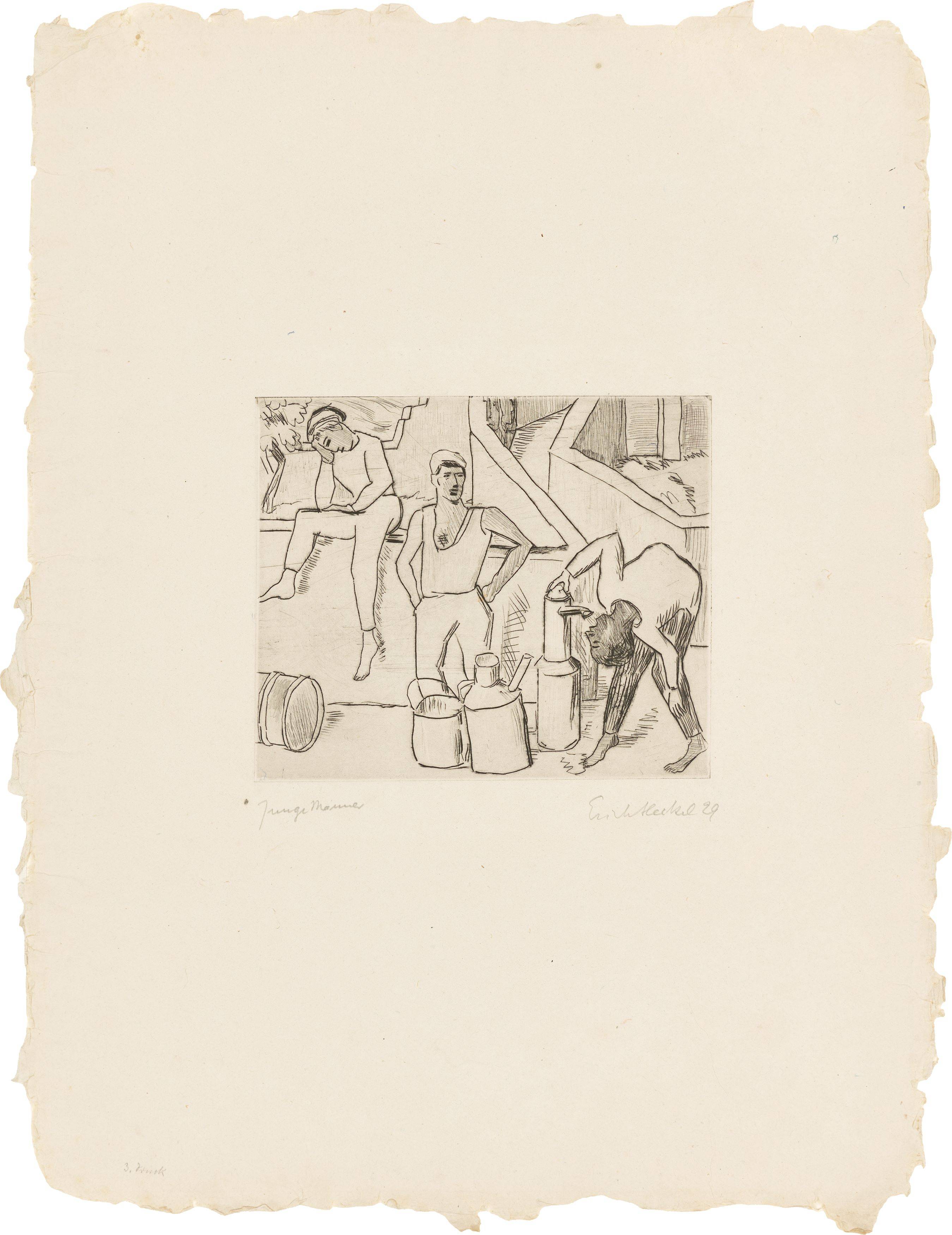 Auf diesem Bild ist das folgende Kunstwerk zu sehen: Erich Heckel. „Junge Männer“. 1929.