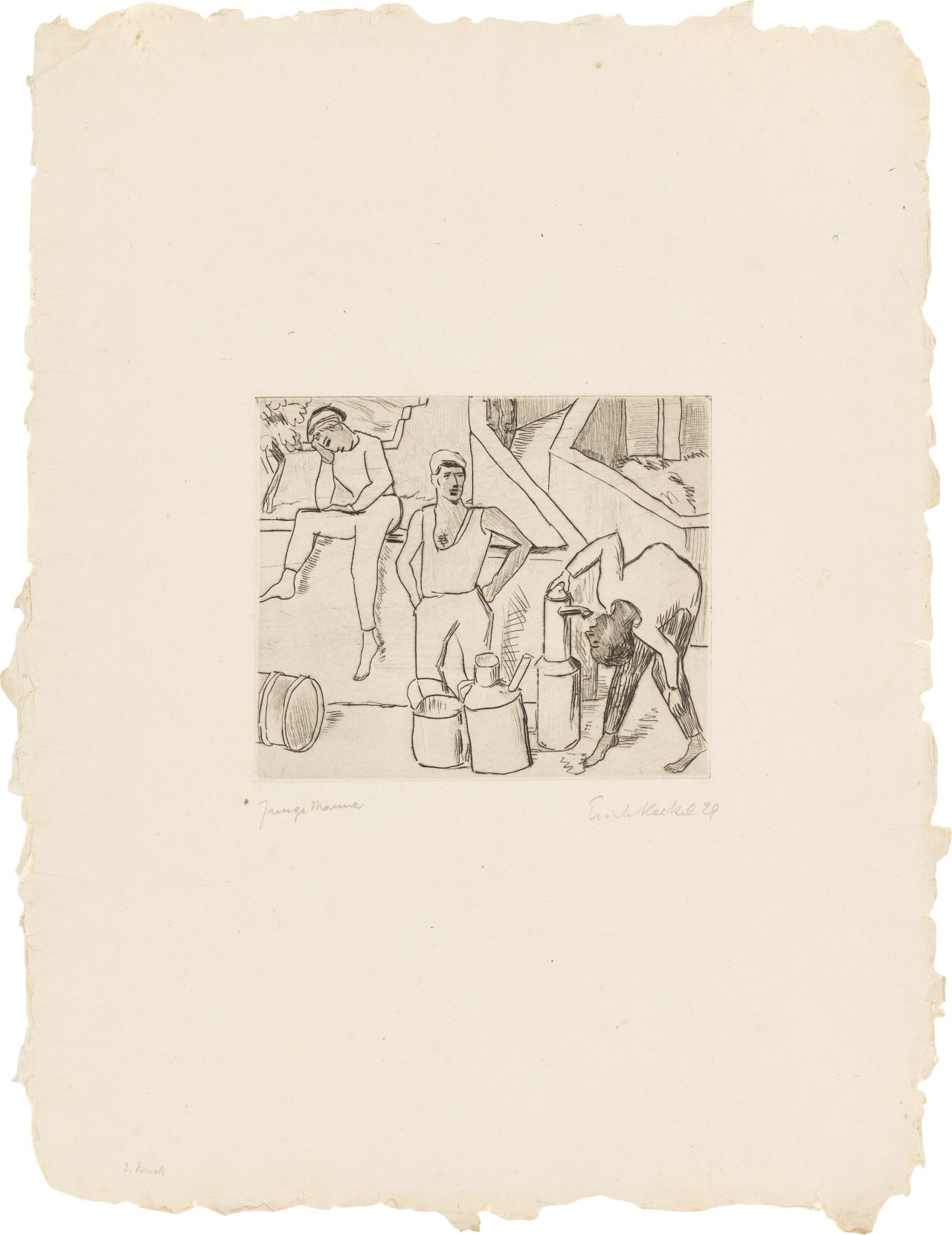 Auf diesem Bild ist das folgende Kunstwerk zu sehen: Erich Heckel. „Junge Männer“. 1929.