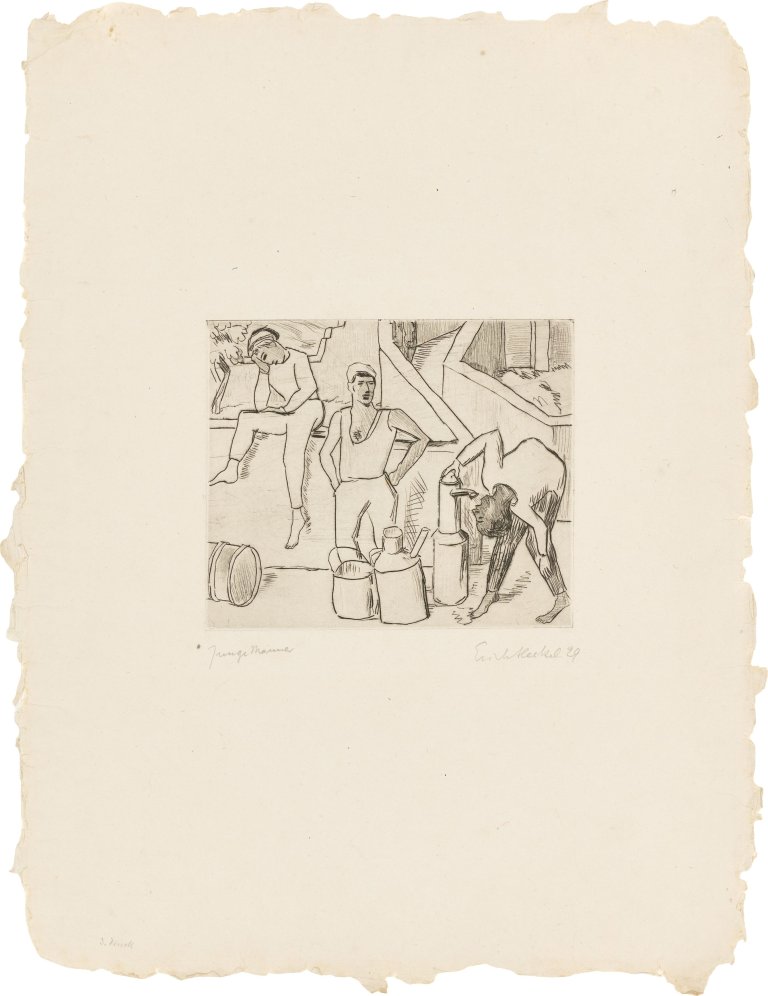 Auf diesem Bild ist das folgende Kunstwerk zu sehen: Erich Heckel. „Junge Männer“. 1929.