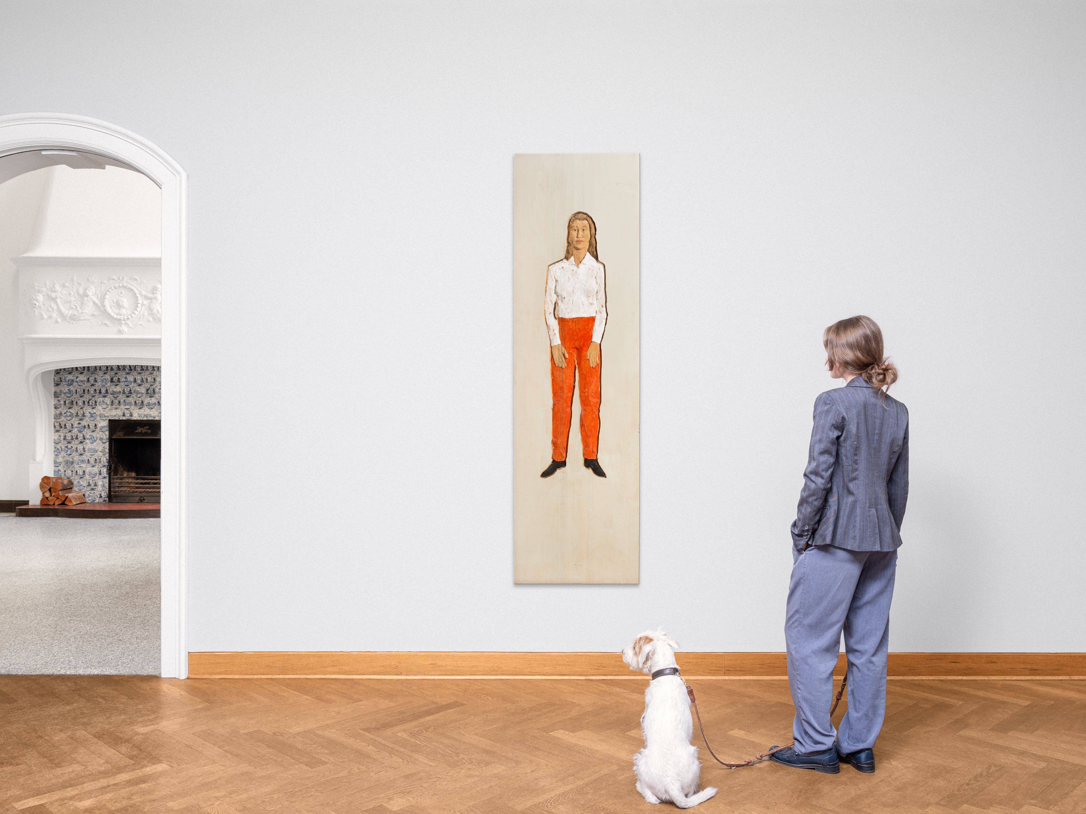 Auf diesem Bild ist das folgende Kunstwerk zu sehen: Stephan Balkenhol. Figurenrelief Frau. 1996.