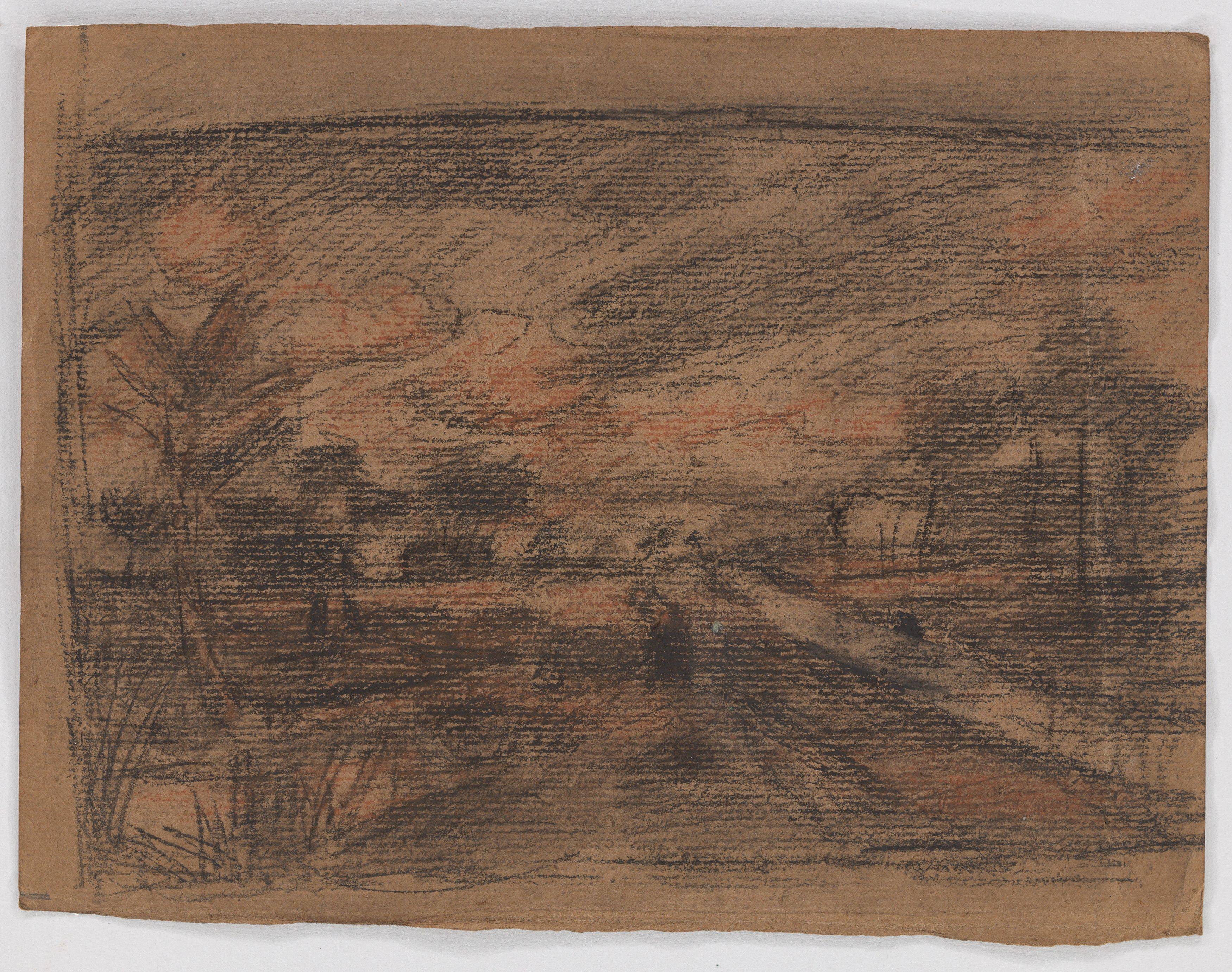 This picture shows the following artwork: Otto Modersohn. Moorlands with farm building. Circa 1940.