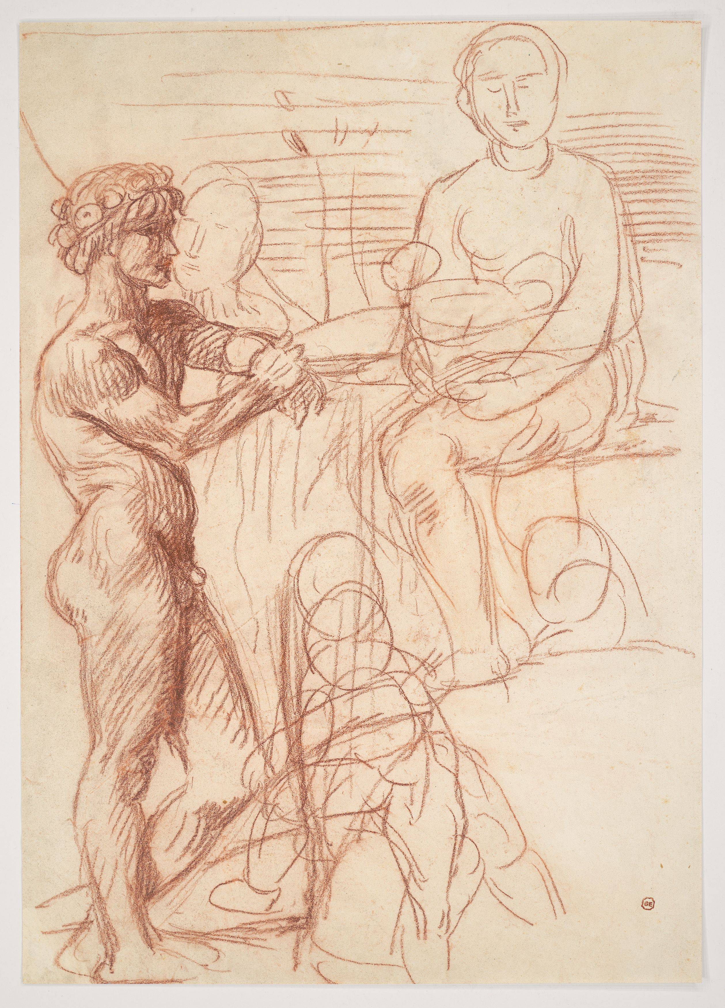 This picture shows the following artwork: Hans von Marées. ”Stehender Knabe und sitzende Frau”. Circa 1884.