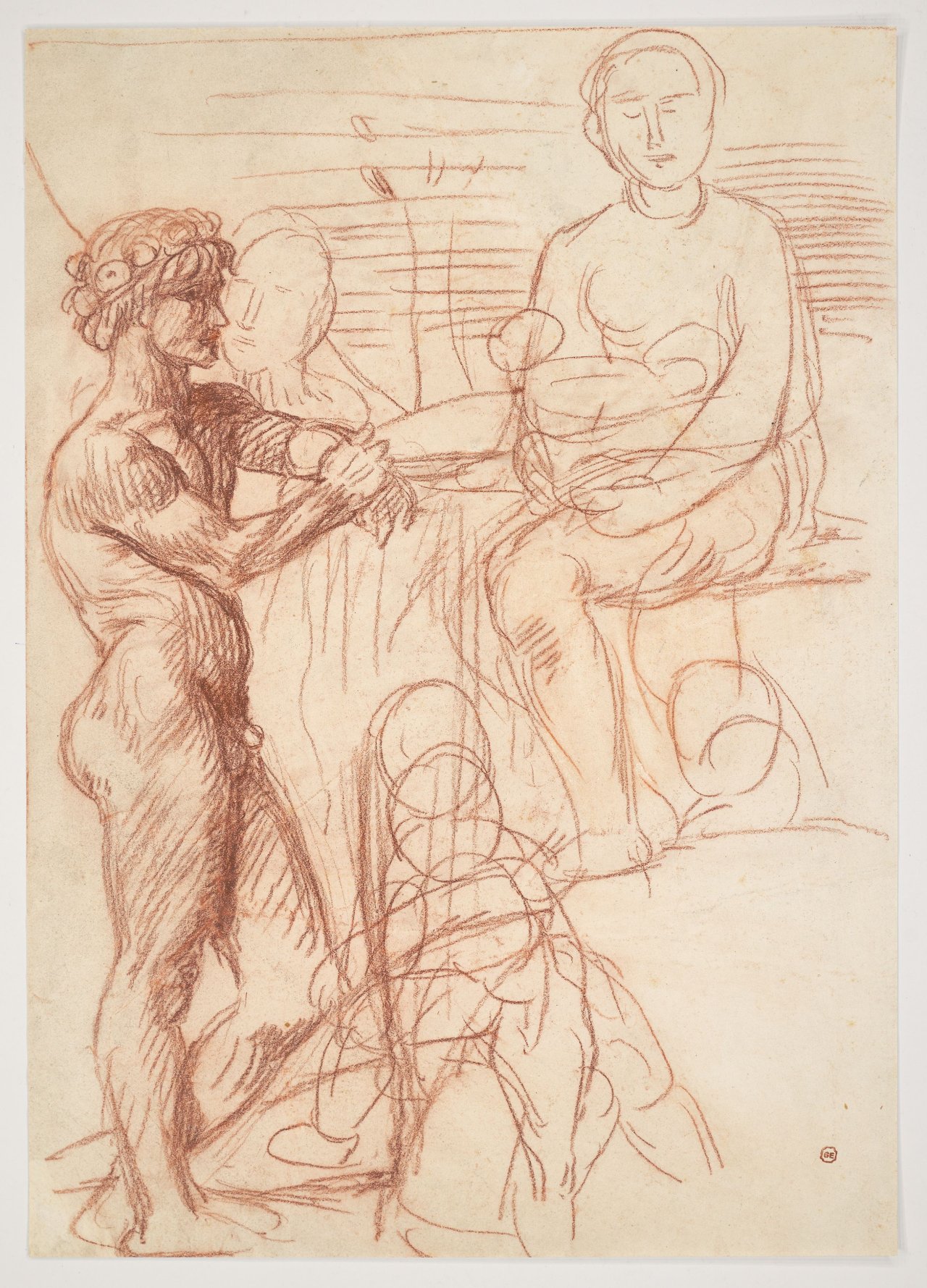 This picture shows the following artwork: Hans von Marées. ”Stehender Knabe und sitzende Frau”. Circa 1884.