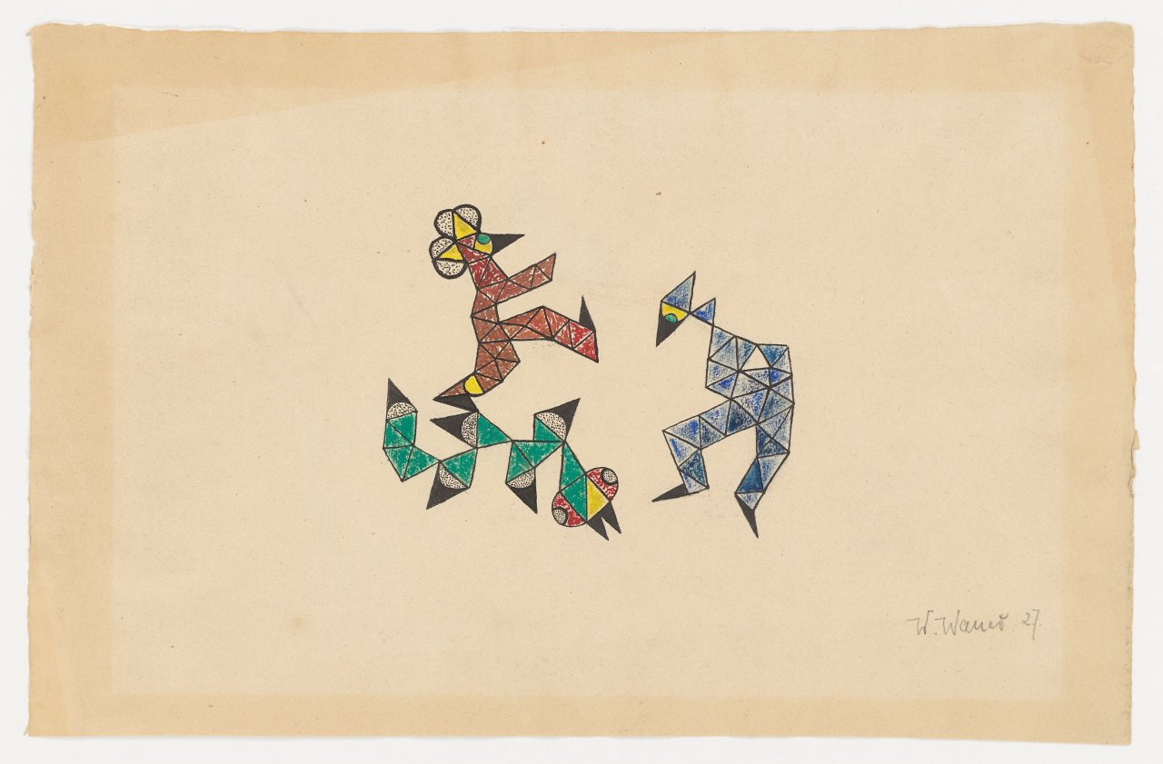 Auf diesem Bild ist das folgende Kunstwerk zu sehen: William Wauer. „Drei Faltfiguren“. 1927.