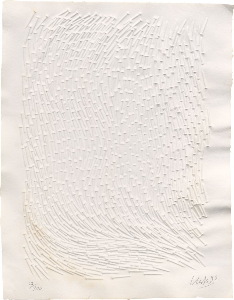 This picture shows the following artwork: Günther Uecker. Untitled (from: ”Meine Kindheit - Schmerz und Heilung”). 1997.