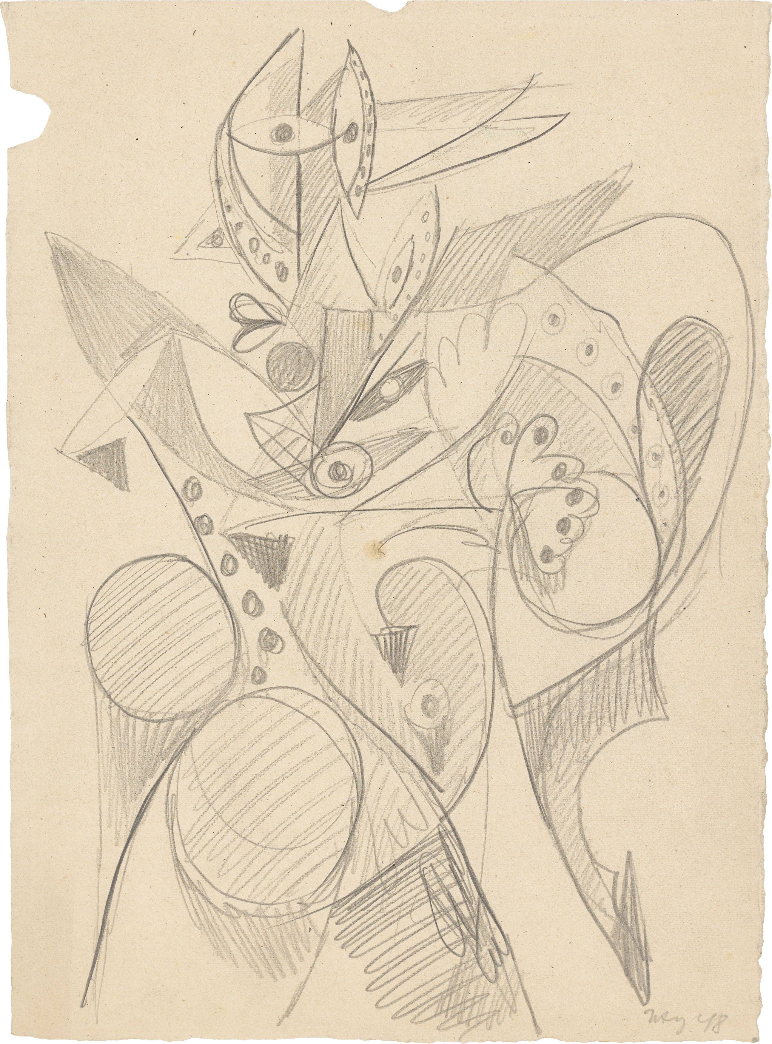 Auf diesem Bild ist das folgende Kunstwerk zu sehen: Ernst Wilhelm Nay. „Hirte“. 1948.