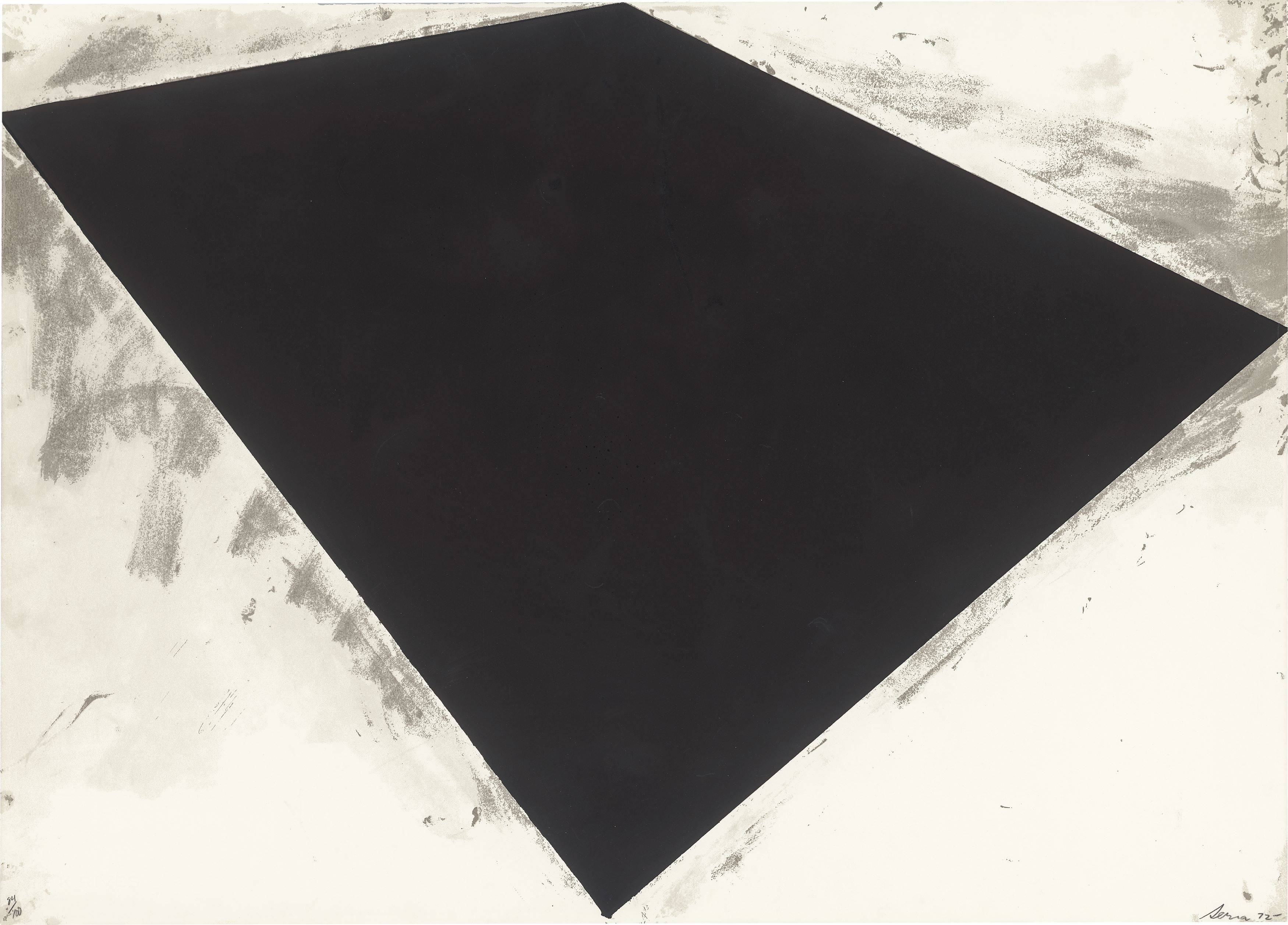 Auf diesem Bild ist das folgende Kunstwerk zu sehen: Richard Serra. „Untitled (or Philip Glass Poster)“. 1972.