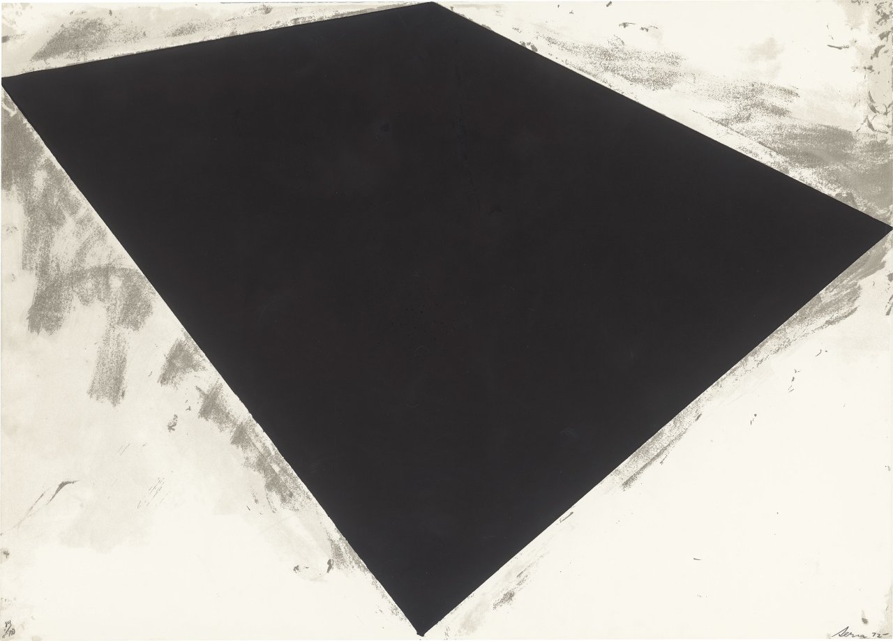 Auf diesem Bild ist das folgende Kunstwerk zu sehen: Richard Serra. „Untitled (or Philip Glass Poster)“. 1972.