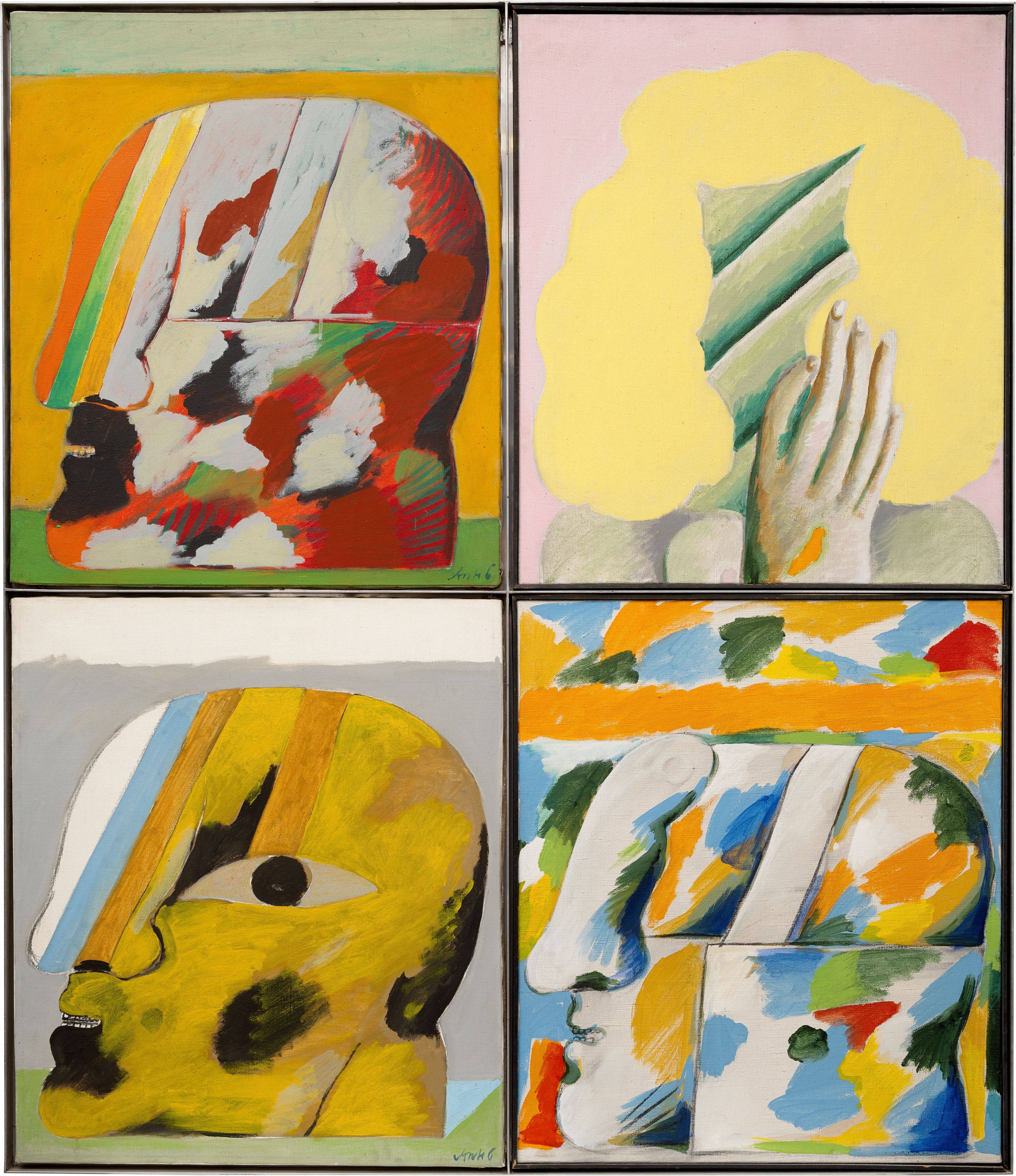 Auf diesem Bild ist das folgende Kunstwerk zu sehen: Horst Antes. „4 Köpfe“. 1967/68.