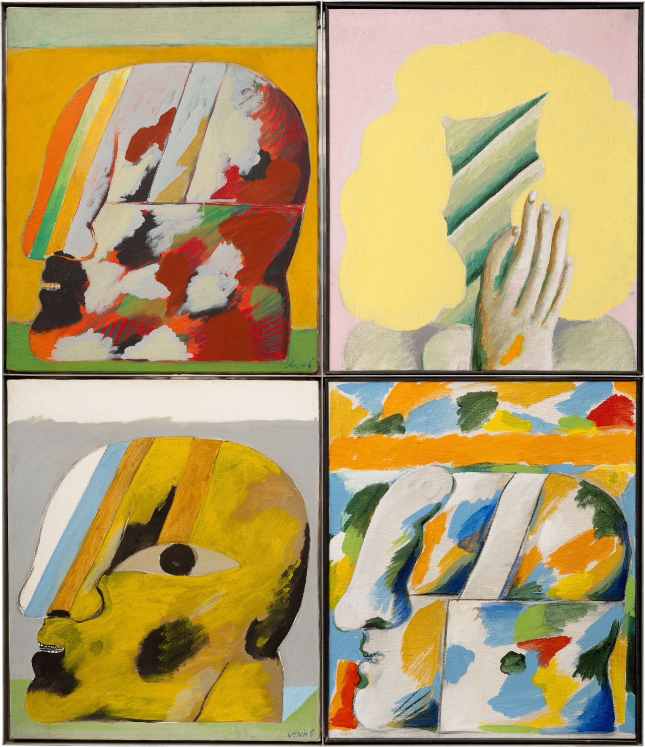 Auf diesem Bild ist das folgende Kunstwerk zu sehen: Horst Antes. „4 Köpfe“. 1967/68.