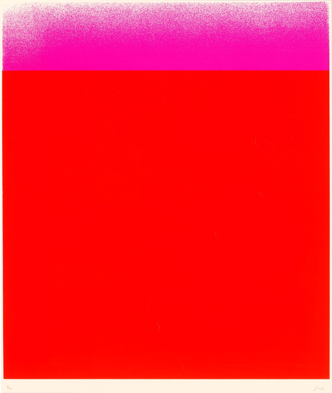 Auf diesem Bild ist das folgende Kunstwerk zu sehen: Rupprecht Geiger. „leuchtrotwarm-dunkel bis hell (Verlauf)“. 1967.