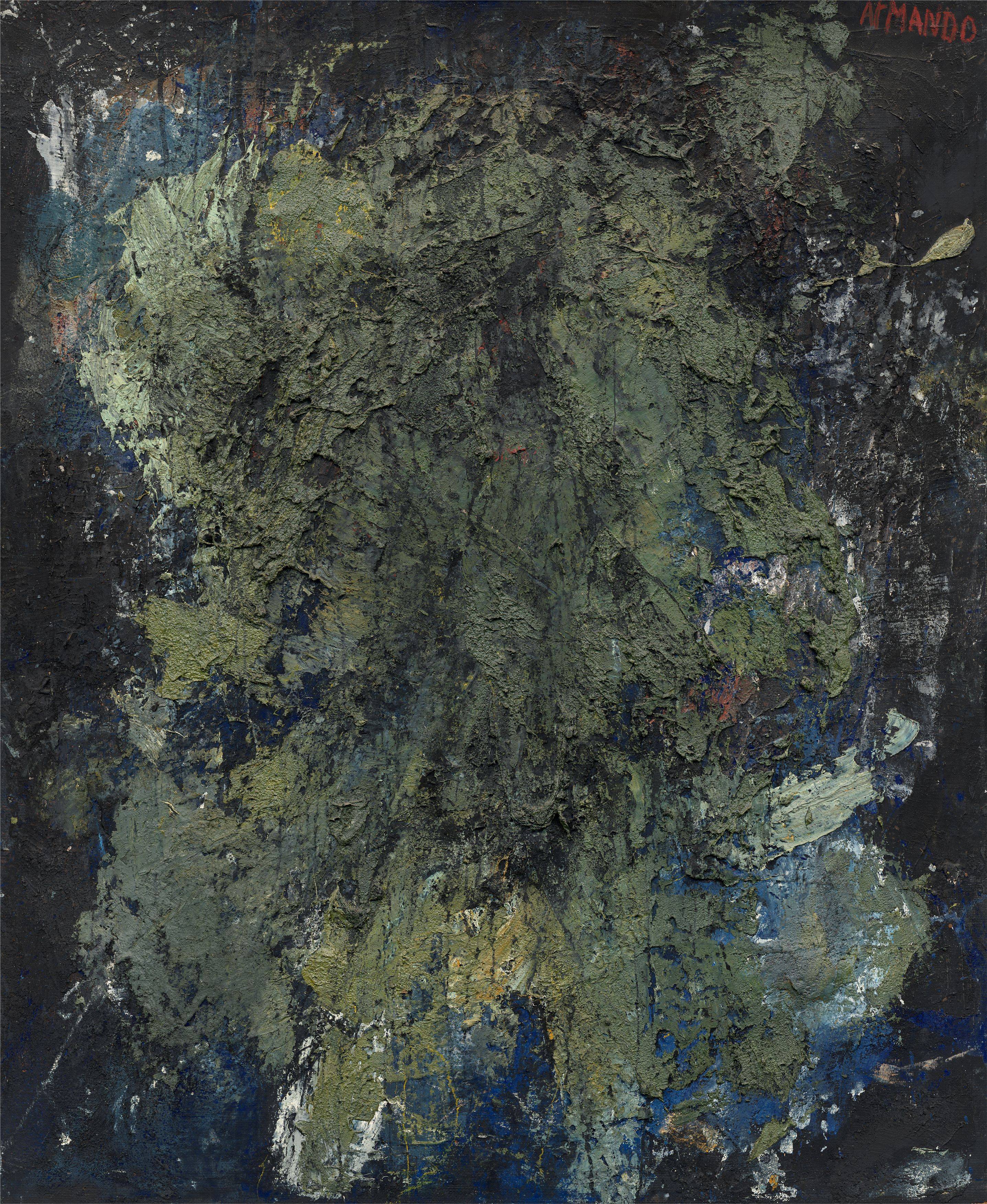 Auf diesem Bild ist das folgende Kunstwerk zu sehen:  Armando . Peinture criminelle. 1957.