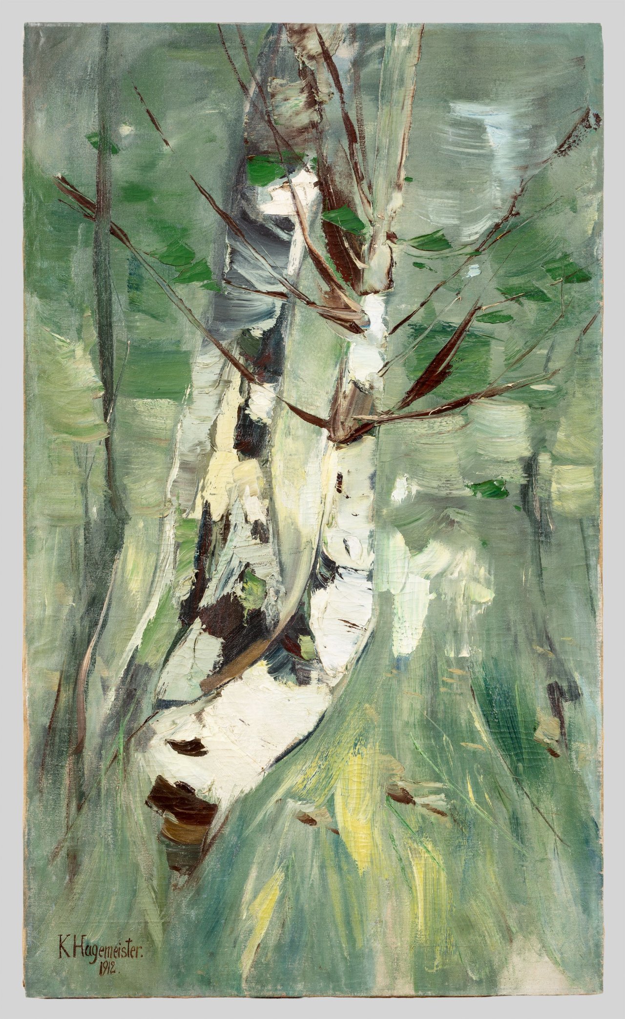 This picture shows the following artwork: Karl Hagemeister. ”Birken am Wasser”. 1912.