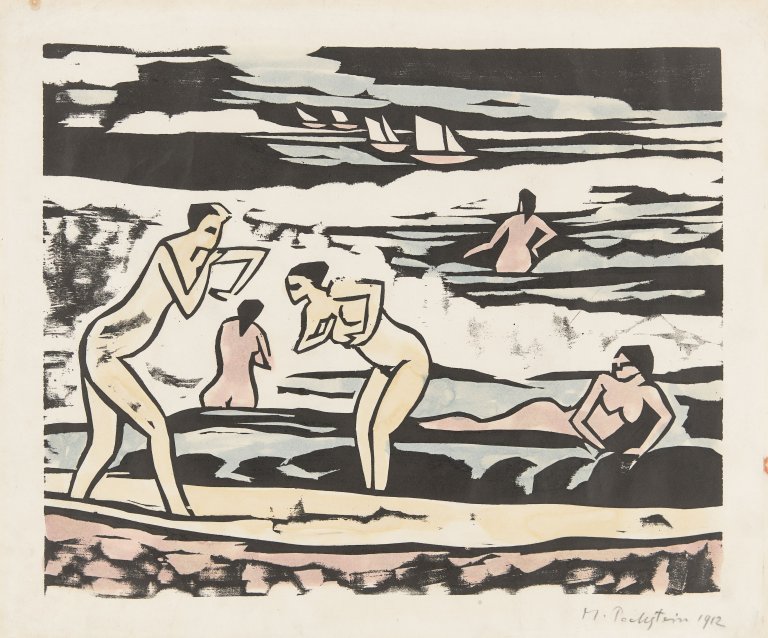 Auf diesem Bild ist das folgende Kunstwerk zu sehen: Max Pechstein. „Badende IX“. 1912.