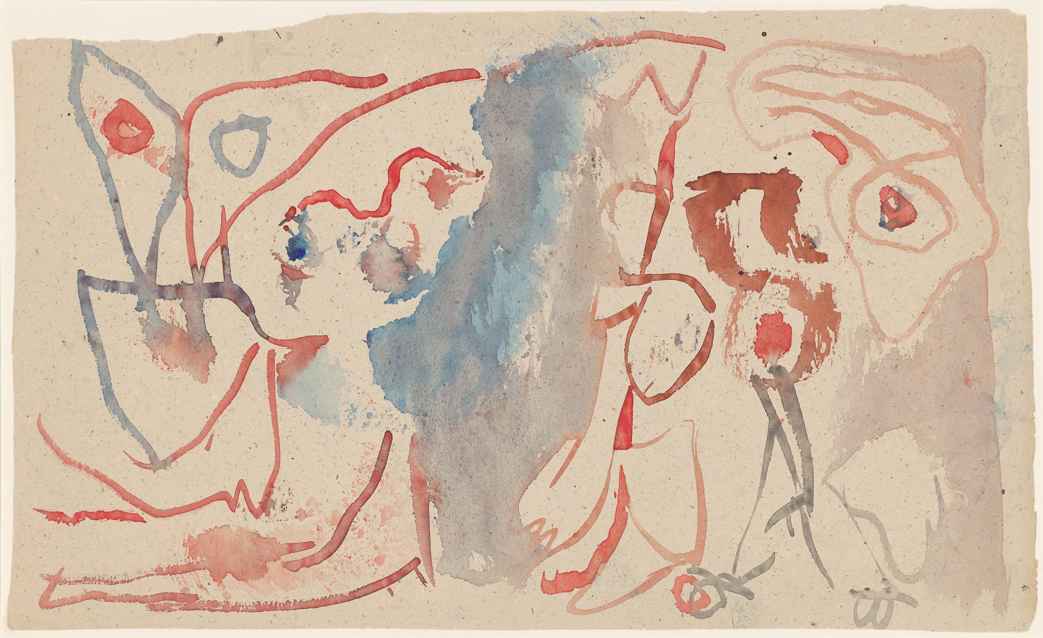 This picture shows the following artwork: Pierre Alechinsky. ”Au pays du papier”. 1961.