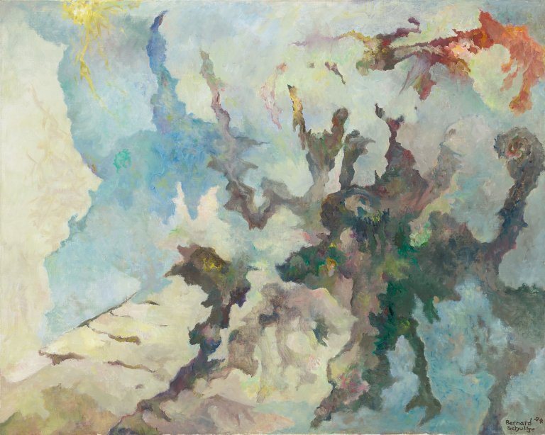 Auf diesem Bild ist das folgende Kunstwerk zu sehen: „Novembertrag mit Hoffnungsblau“. 1994.