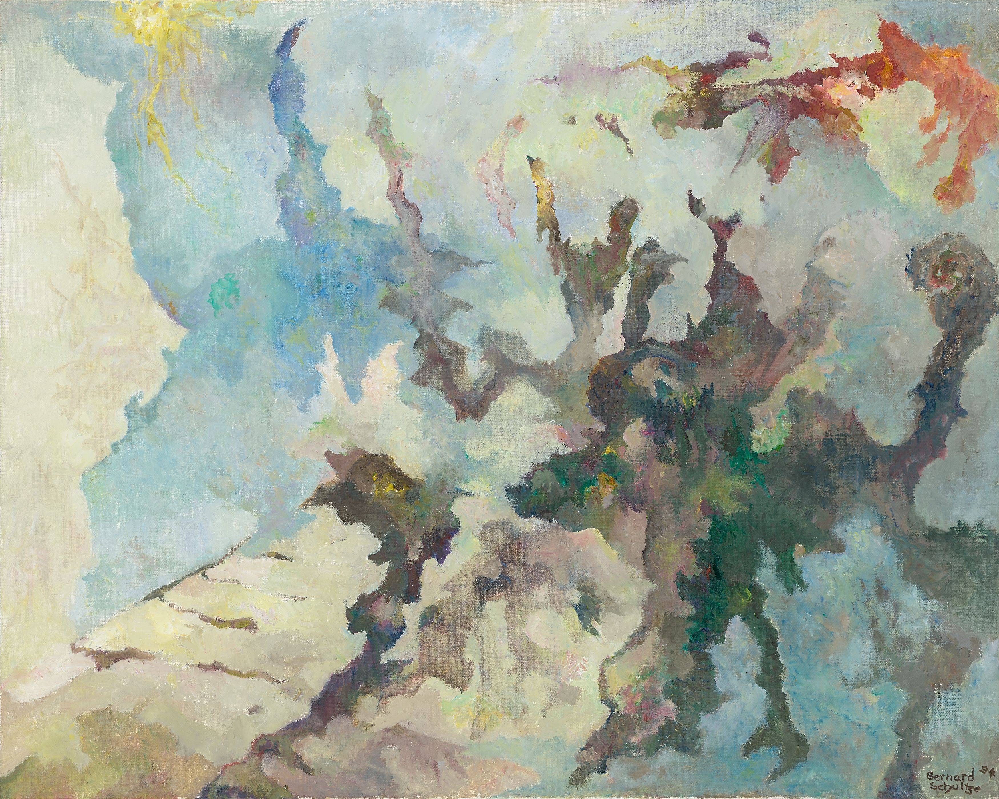Auf diesem Bild ist das folgende Kunstwerk zu sehen: Bernard Schultze. „Novembertrag mit Hoffnungsblau“. 1994.