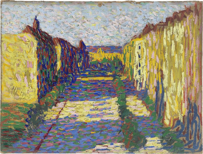 This picture shows the following artwork: Arthur Segal. Street Perspective (on the reverse: Portrait Study of Ernestine Segal). Circa 1908/09.