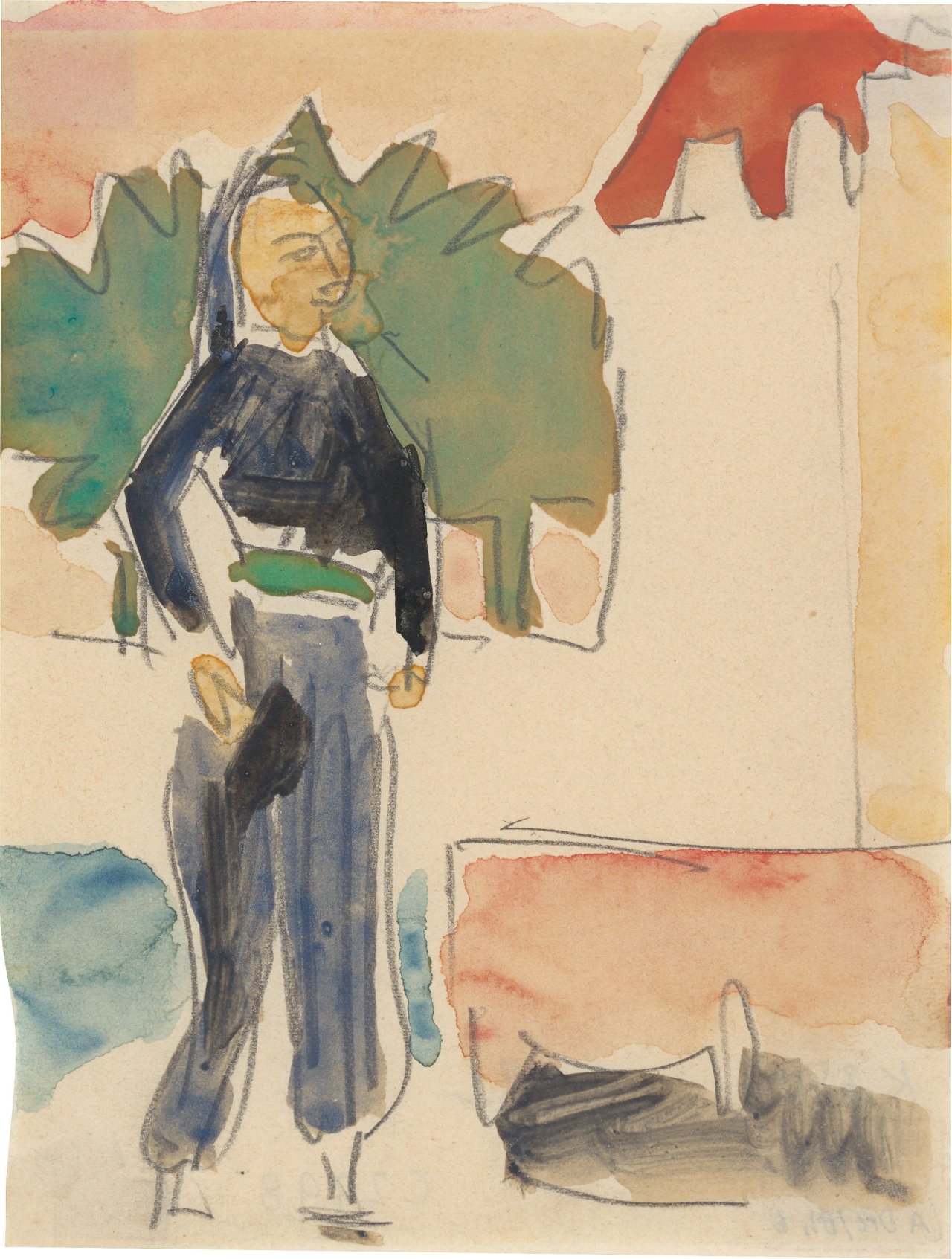 This picture shows the following artwork: Ernst Ludwig Kirchner. Woman in the garden. Circa 1908.