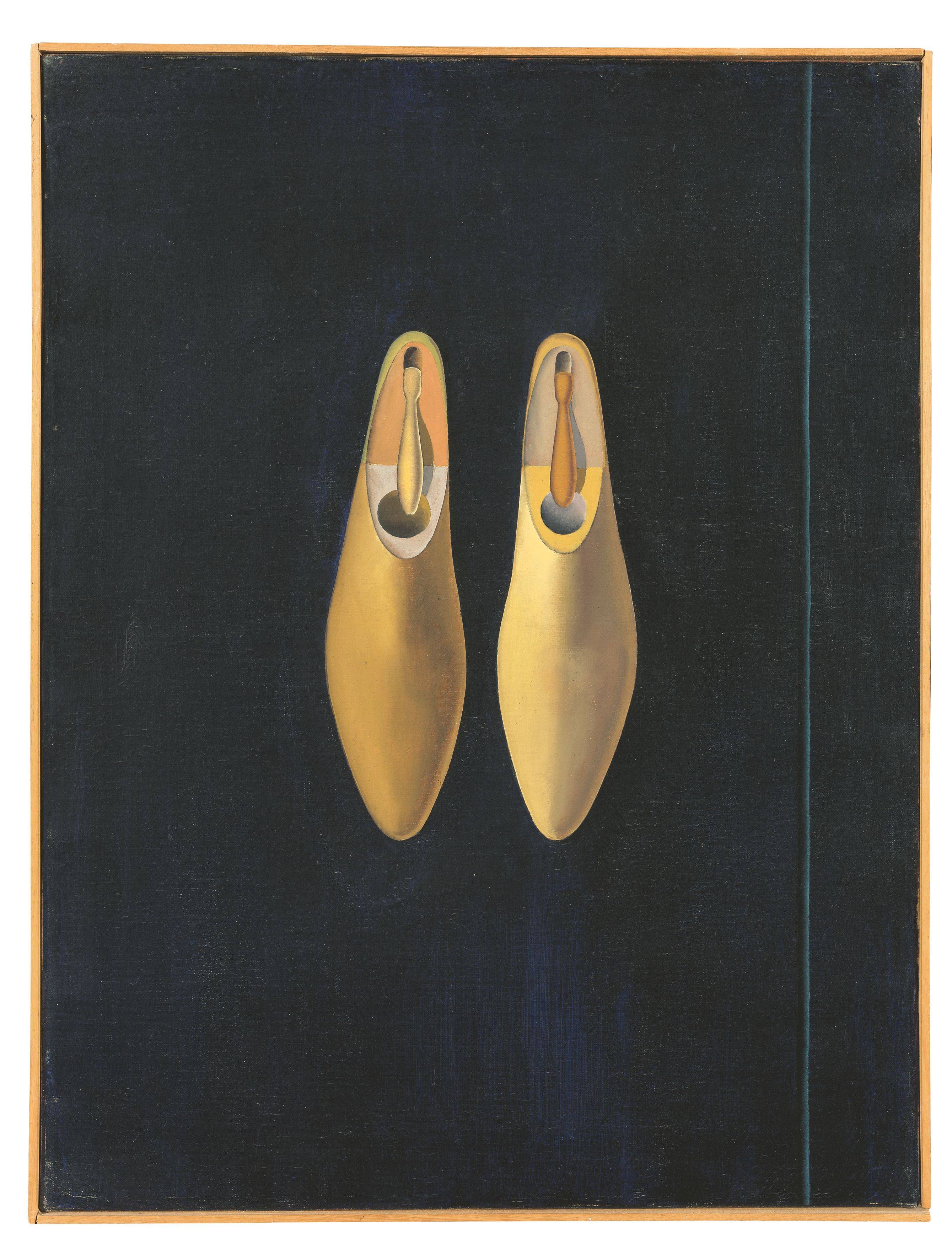 Auf diesem Bild ist das folgende Kunstwerk zu sehen: Konrad Klapheck. „Doppelhochzeit“. 1956.